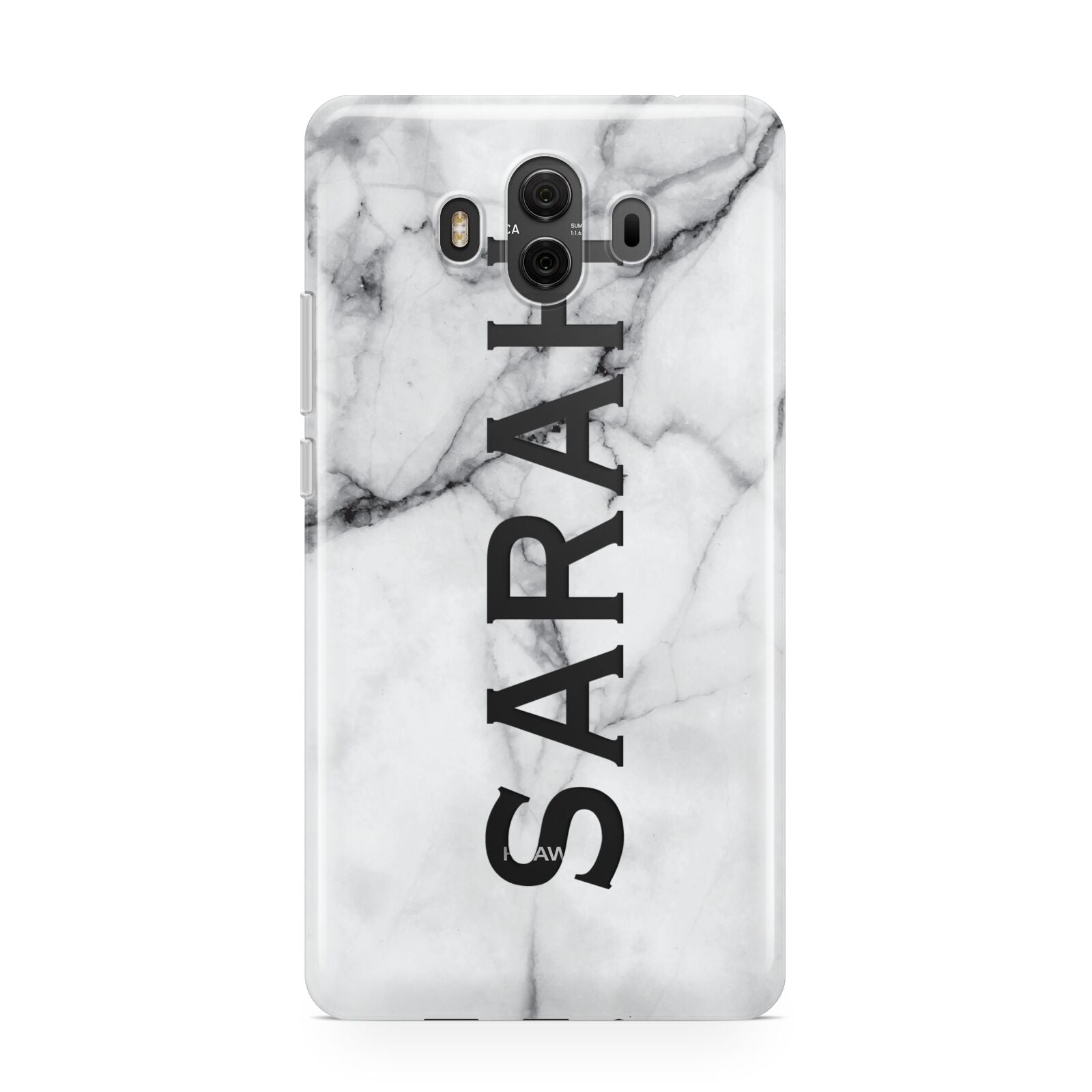 Personalised Clear Name See Through Grey Marble Huawei Mate 10 Protective Phone Case