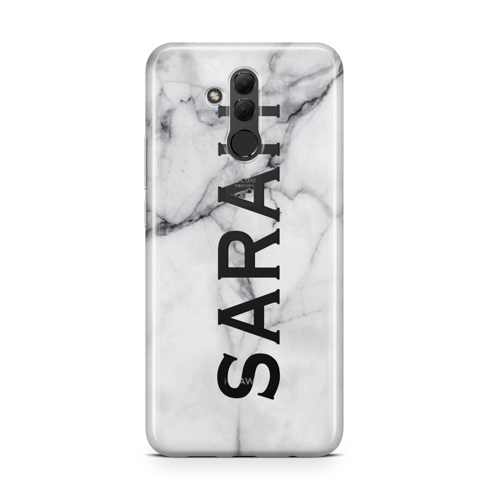 Personalised Clear Name See Through Grey Marble Huawei Mate 20 Lite