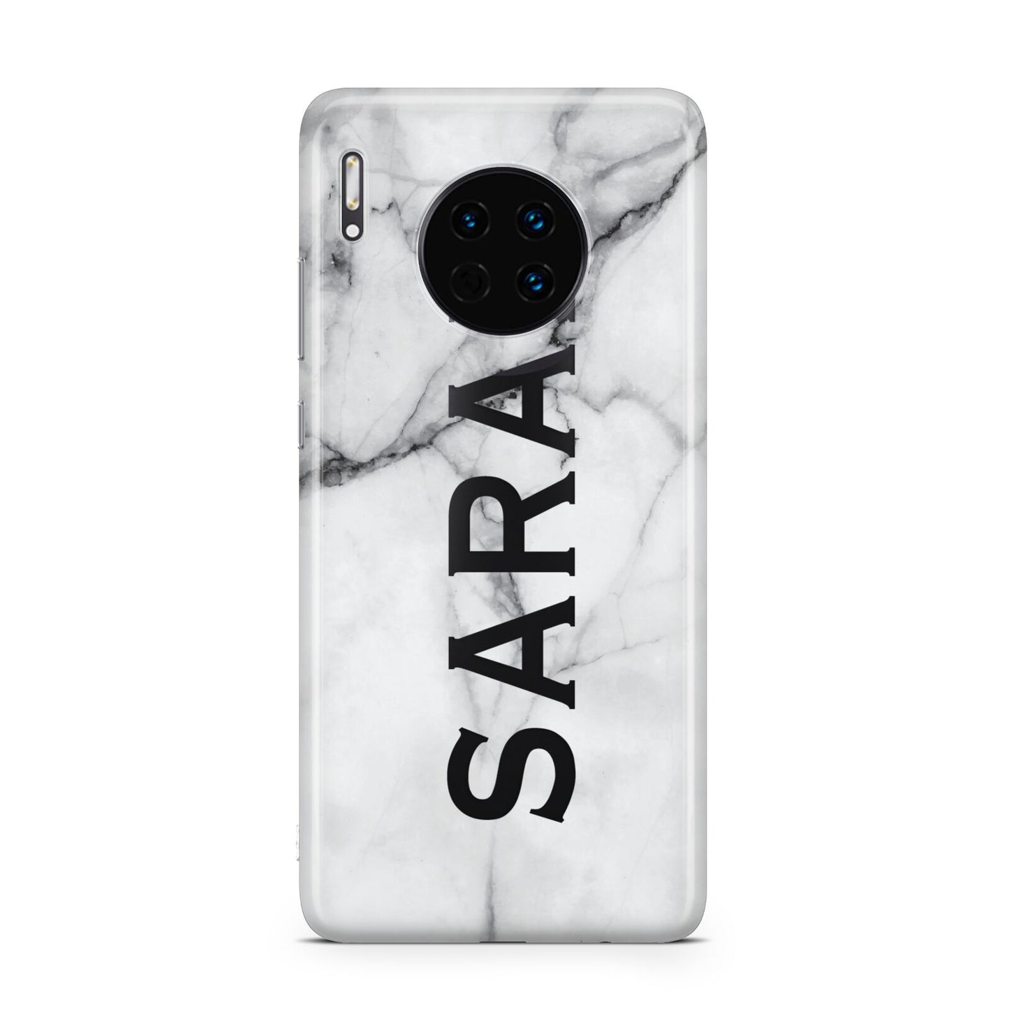 Personalised Clear Name See Through Grey Marble Huawei Mate 30