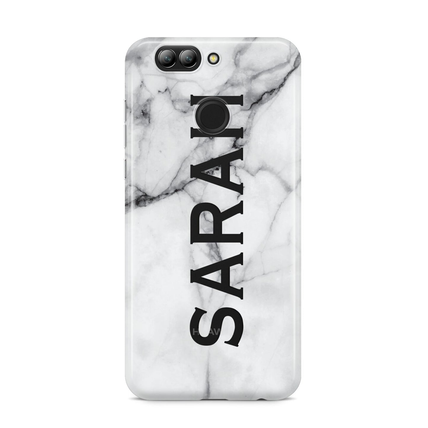 Personalised Clear Name See Through Grey Marble Huawei Nova 2s Phone Case