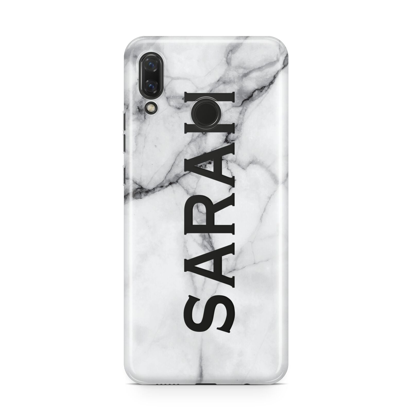 Personalised Clear Name See Through Grey Marble Huawei Nova 3 Phone Case