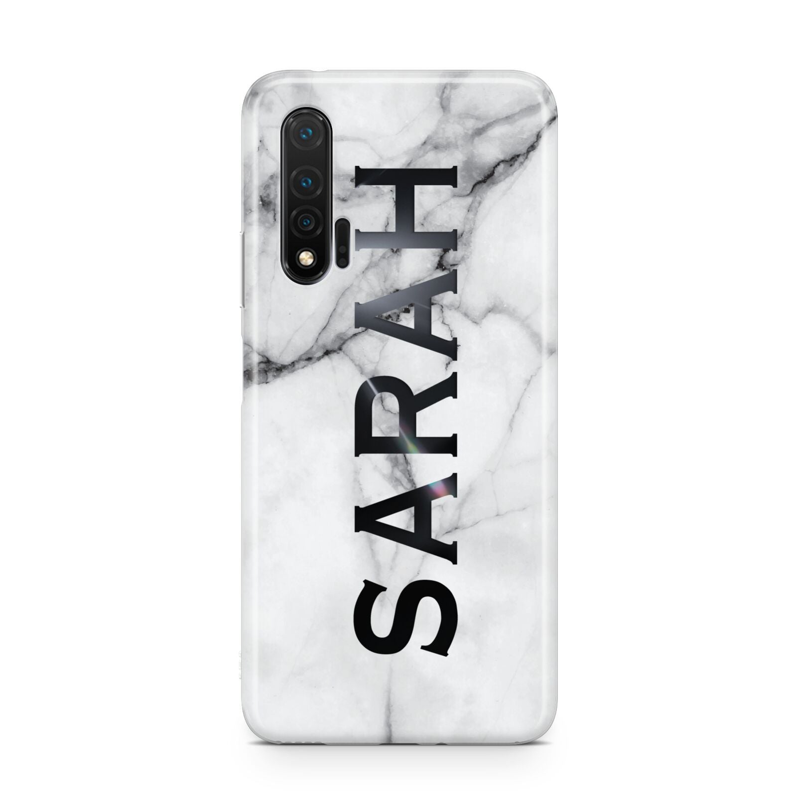 Personalised Clear Name See Through Grey Marble Huawei Nova 6 Phone Case