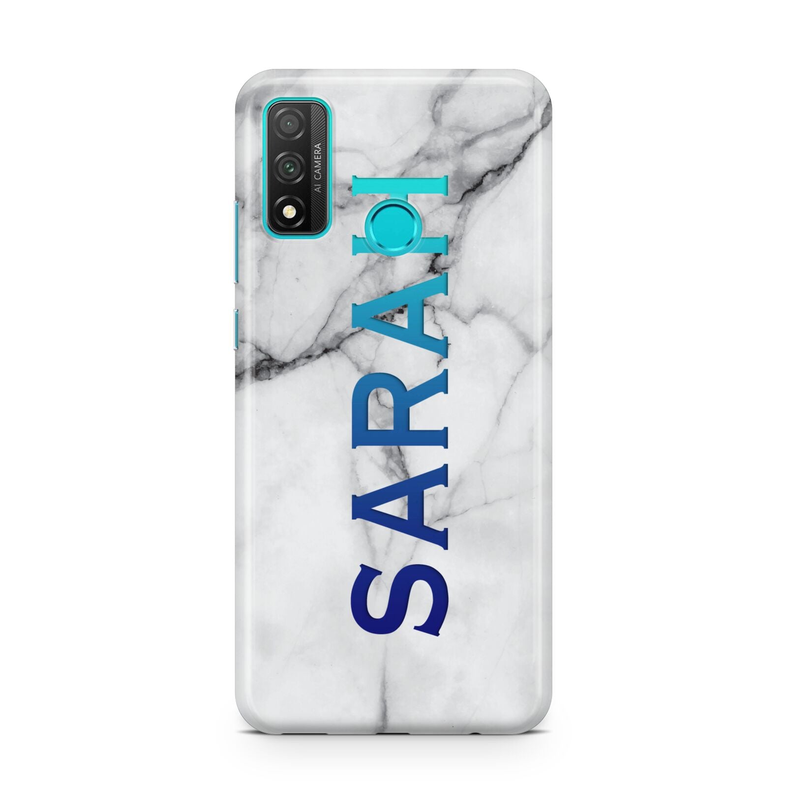 Personalised Clear Name See Through Grey Marble Huawei P Smart 2020