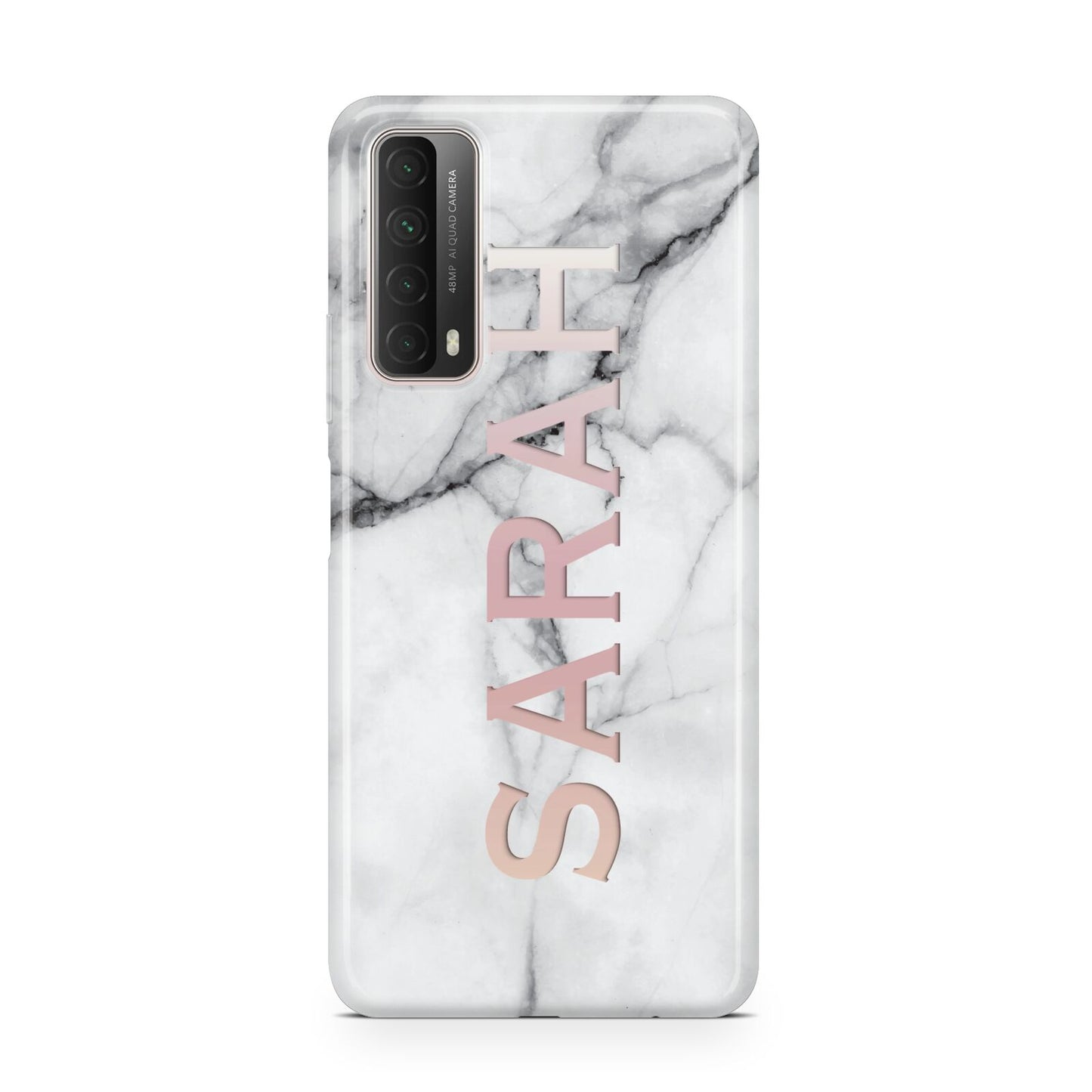 Personalised Clear Name See Through Grey Marble Huawei P Smart 2021