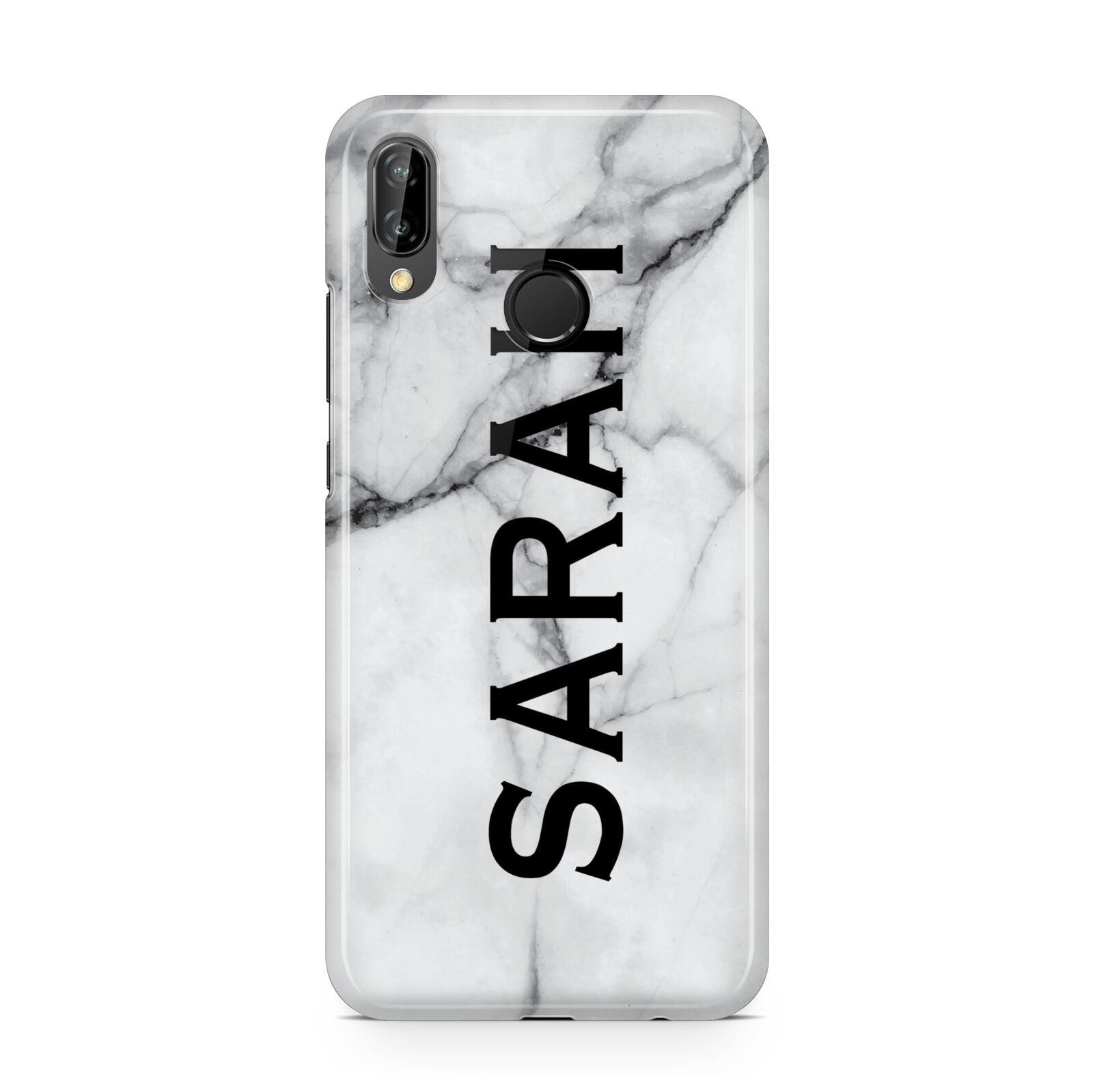 Personalised Clear Name See Through Grey Marble Huawei P20 Lite Phone Case