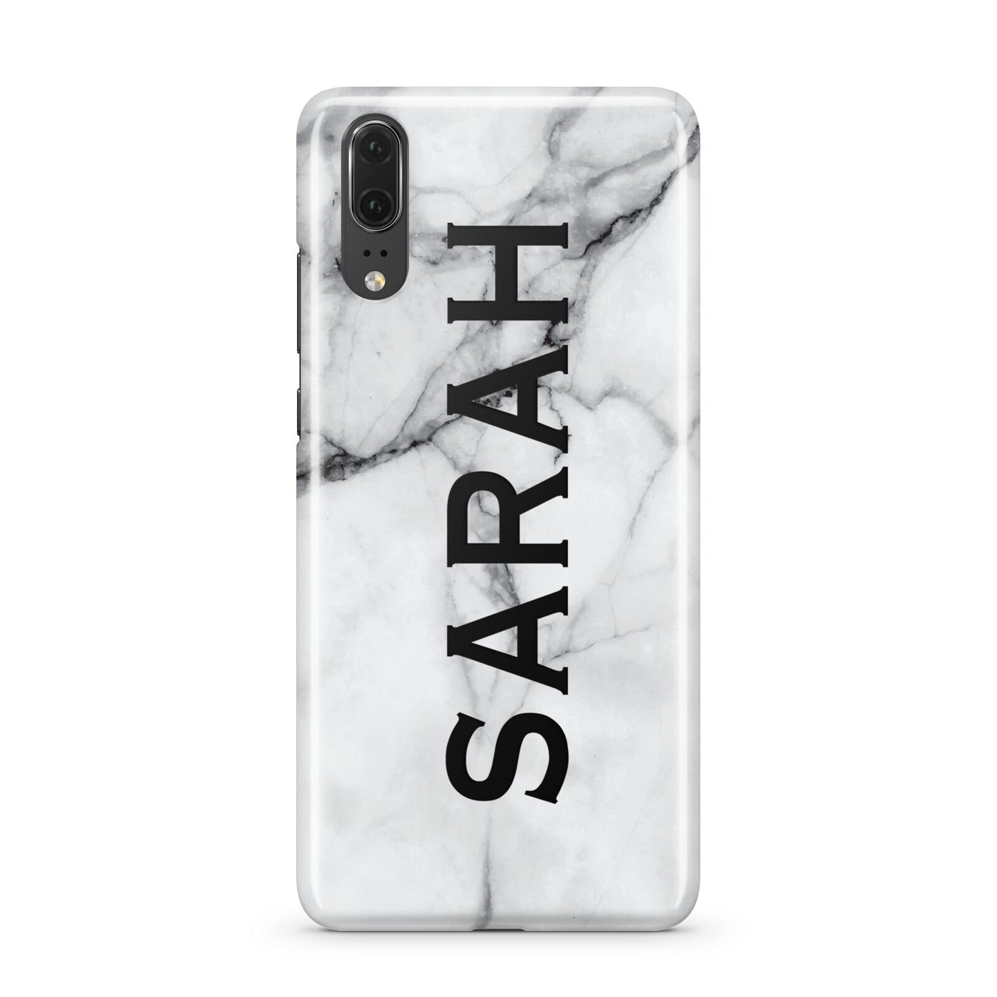 Personalised Clear Name See Through Grey Marble Huawei P20 Phone Case