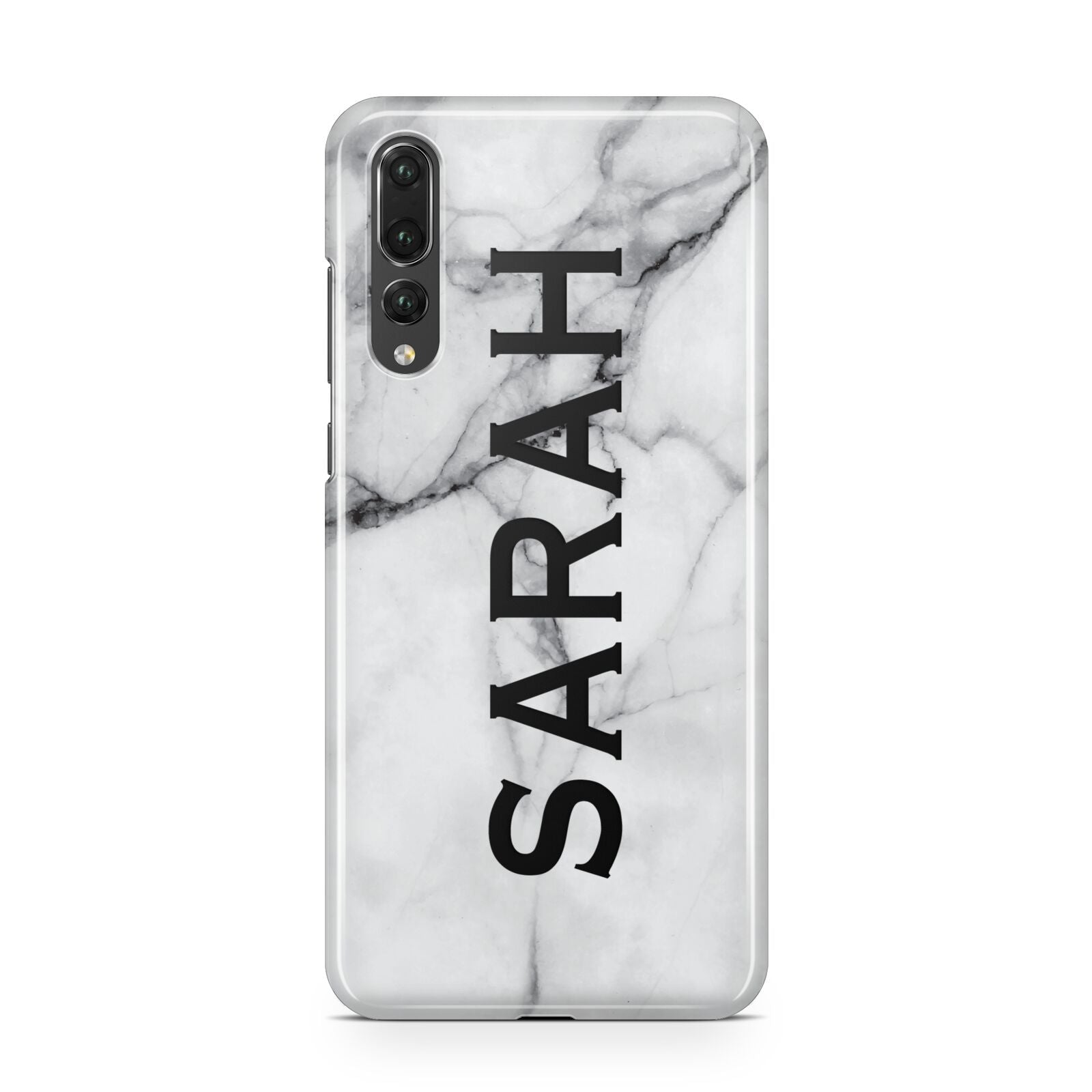 Personalised Clear Name See Through Grey Marble Huawei P20 Pro Phone Case