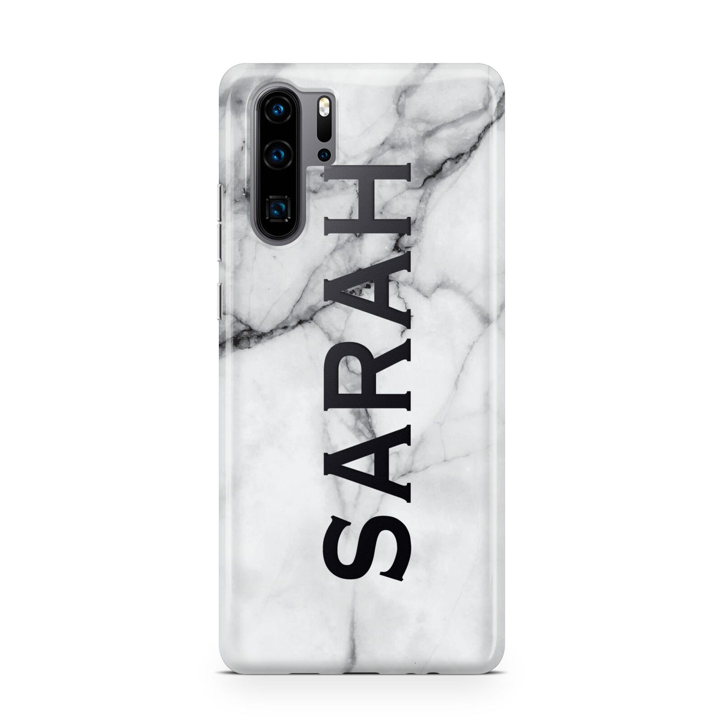 Personalised Clear Name See Through Grey Marble Huawei P30 Pro Phone Case