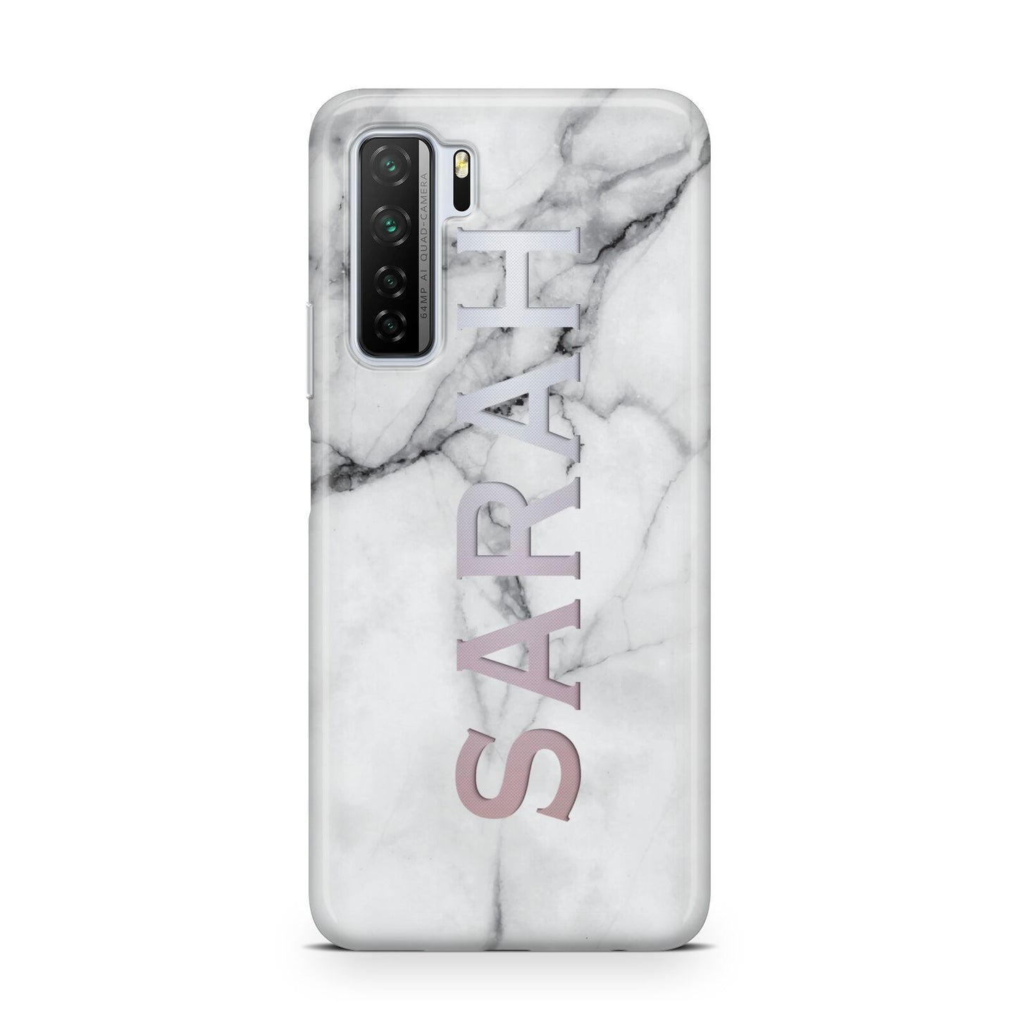 Personalised Clear Name See Through Grey Marble Huawei P40 Lite 5G Phone Case