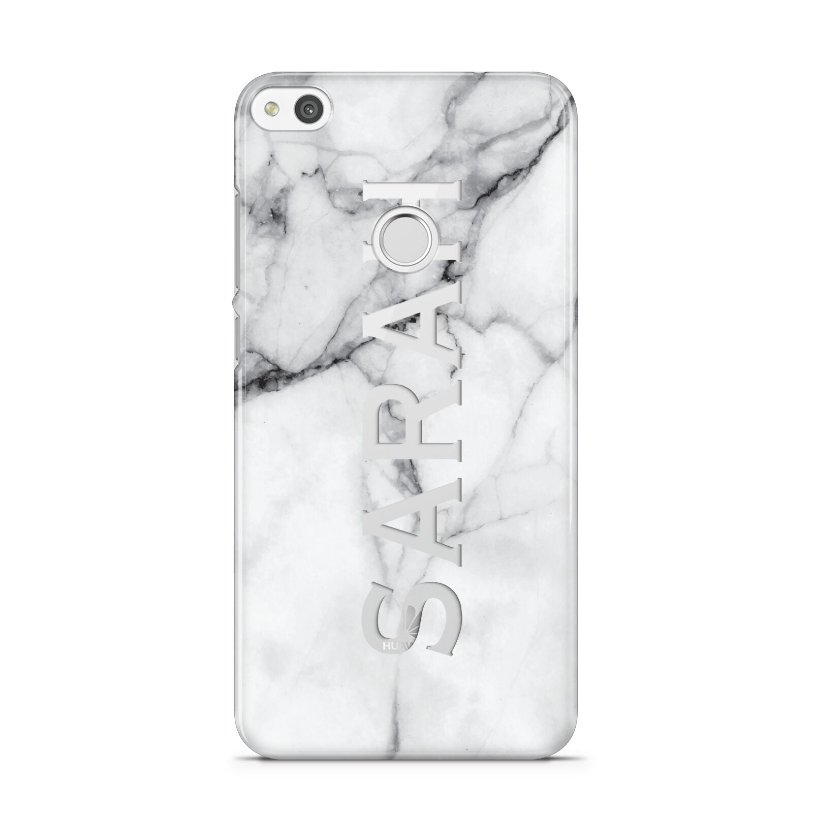 Personalised Clear Name See Through Grey Marble Huawei P8 Lite Case