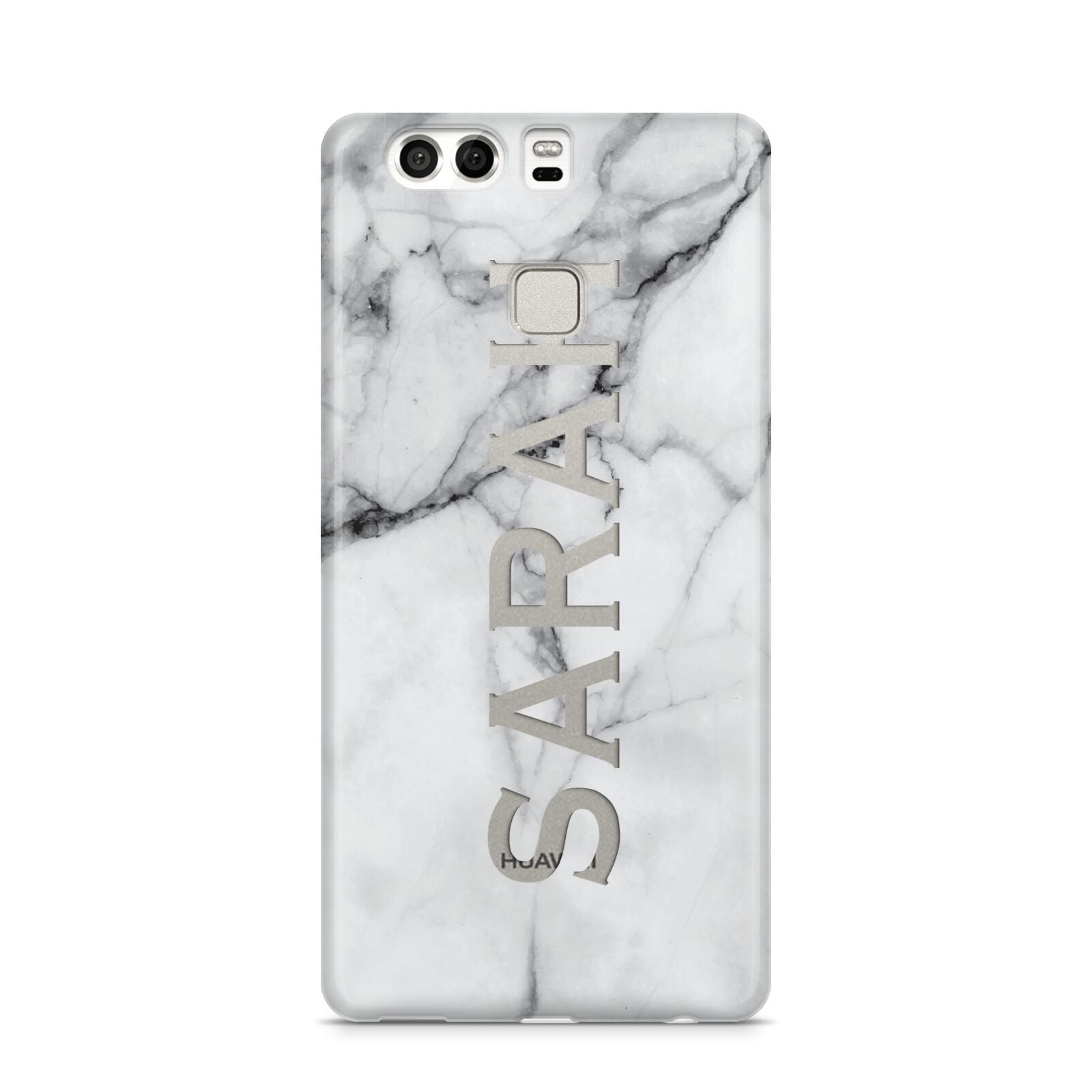 Personalised Clear Name See Through Grey Marble Huawei P9 Case