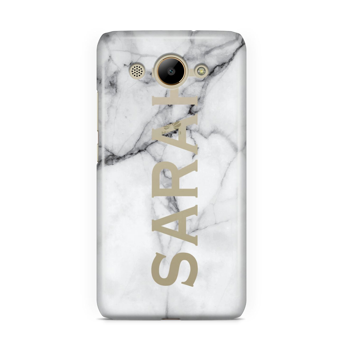 Personalised Clear Name See Through Grey Marble Huawei Y3 2017