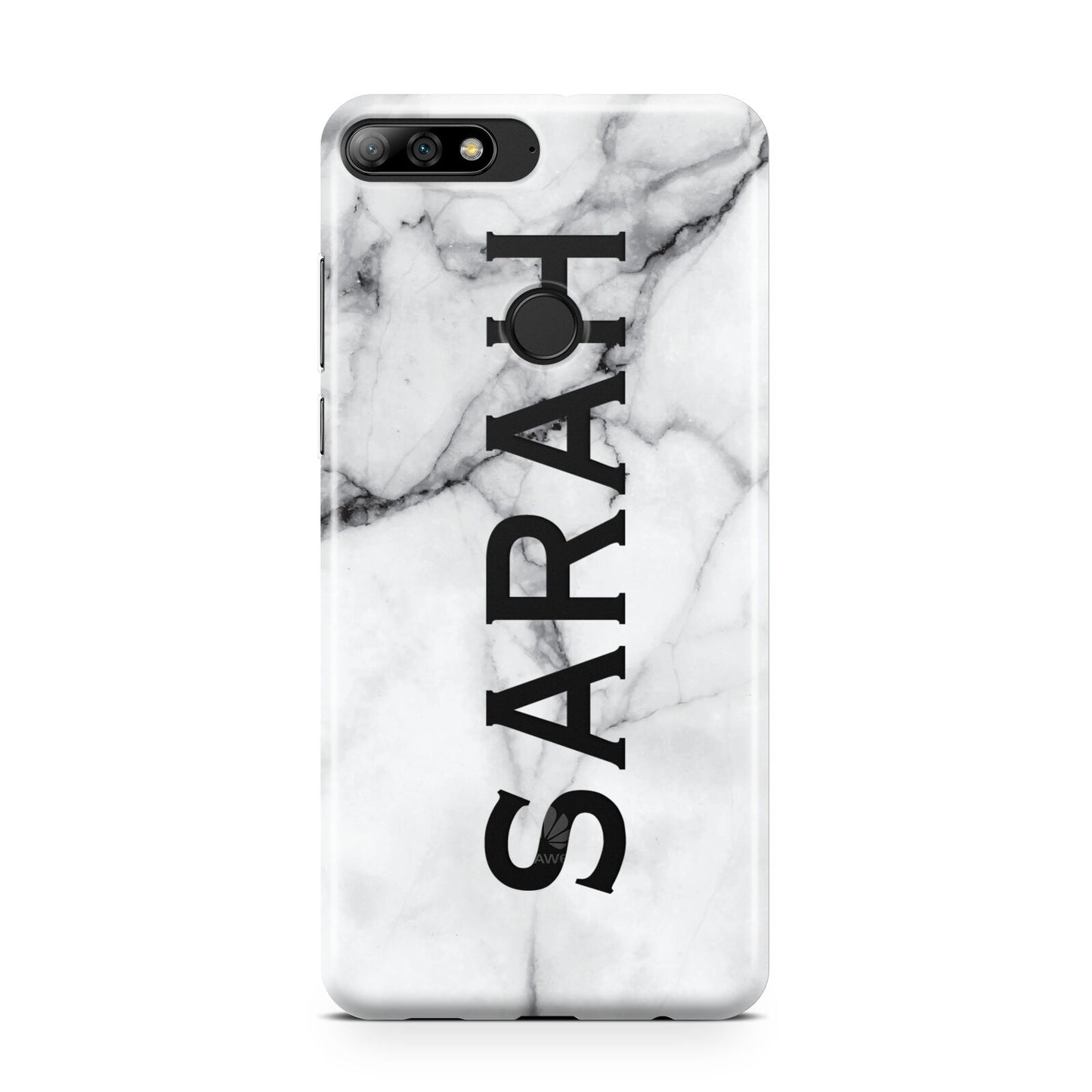 Personalised Clear Name See Through Grey Marble Huawei Y7 2018