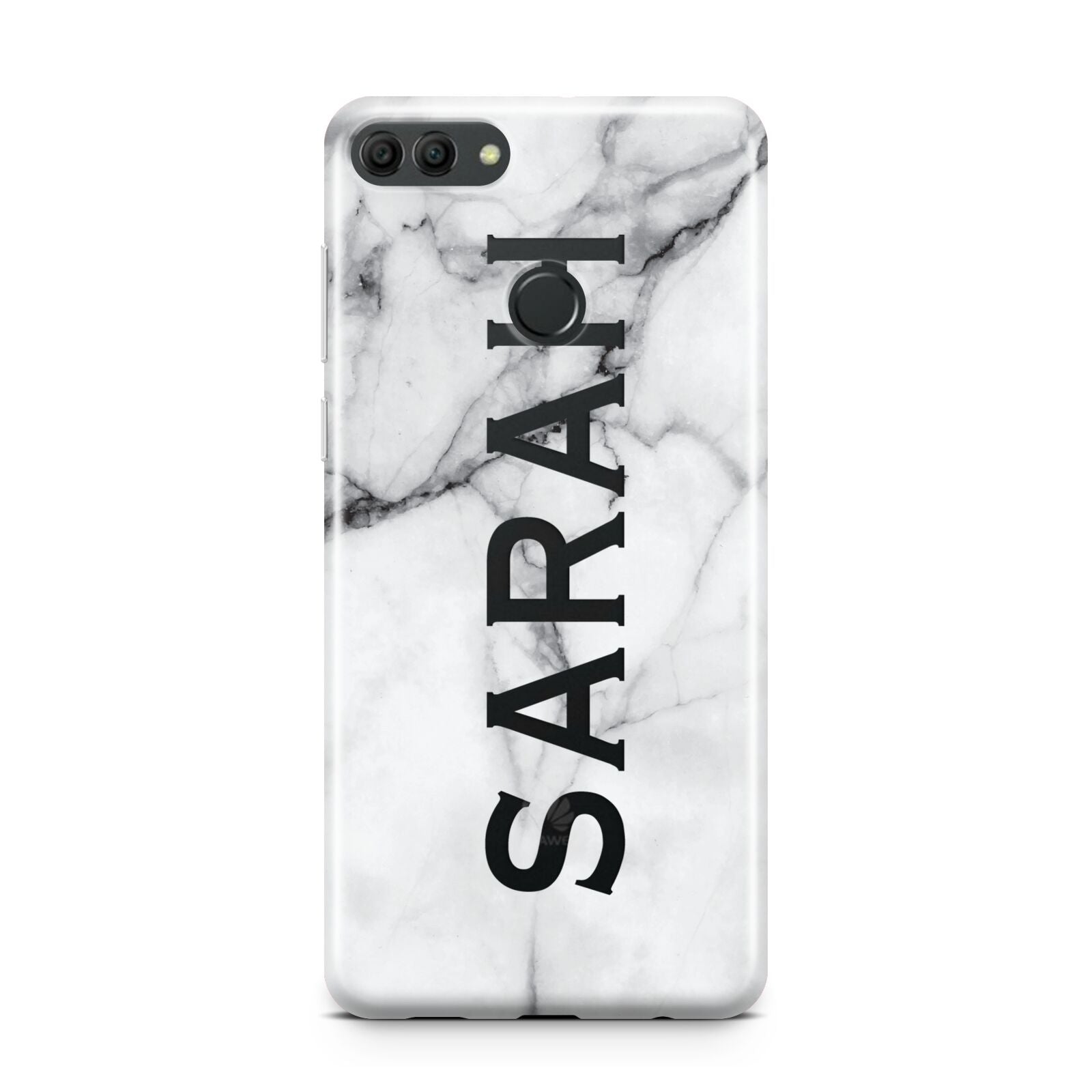 Personalised Clear Name See Through Grey Marble Huawei Y9 2018