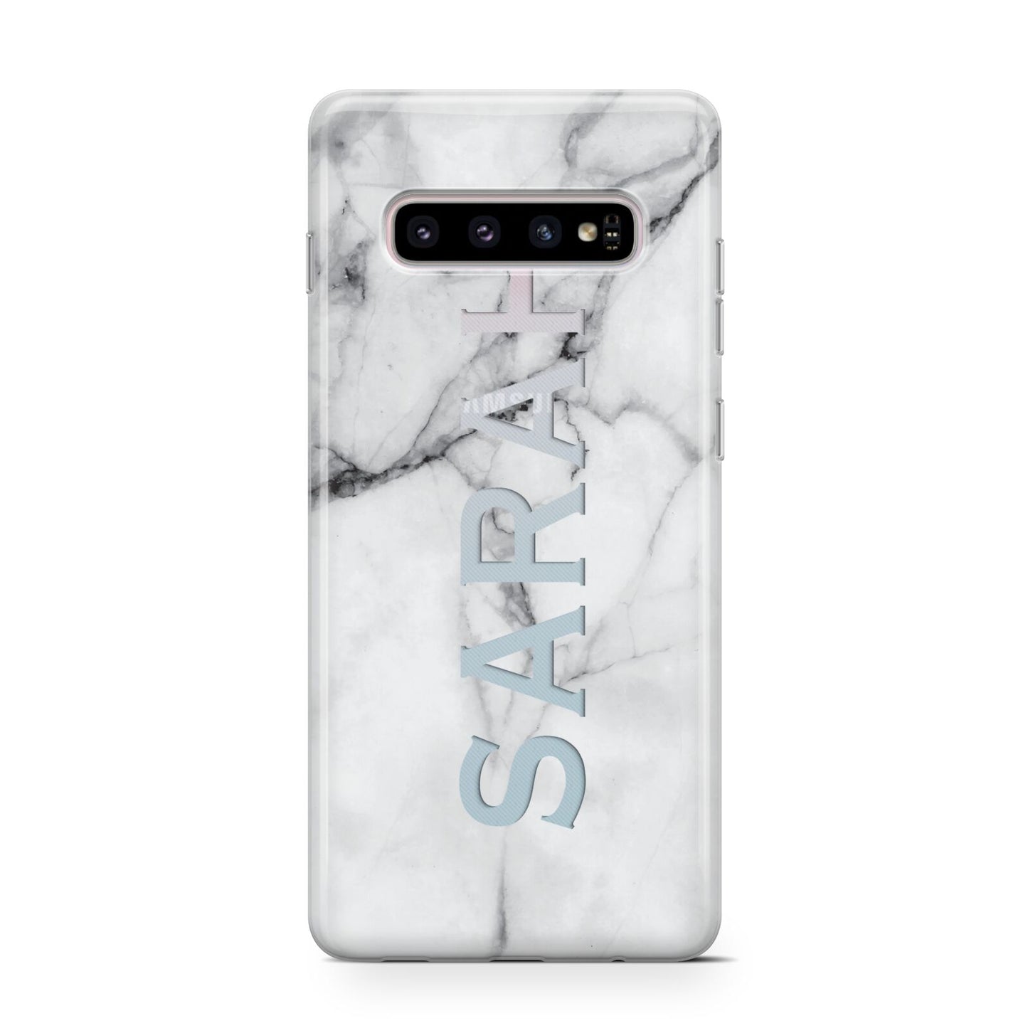 Personalised Clear Name See Through Grey Marble Protective Samsung Galaxy Case