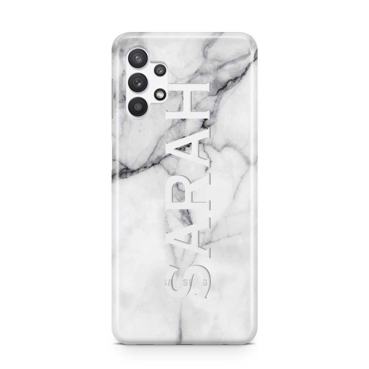 Personalised Clear Name See Through Grey Marble Samsung A32 5G Case