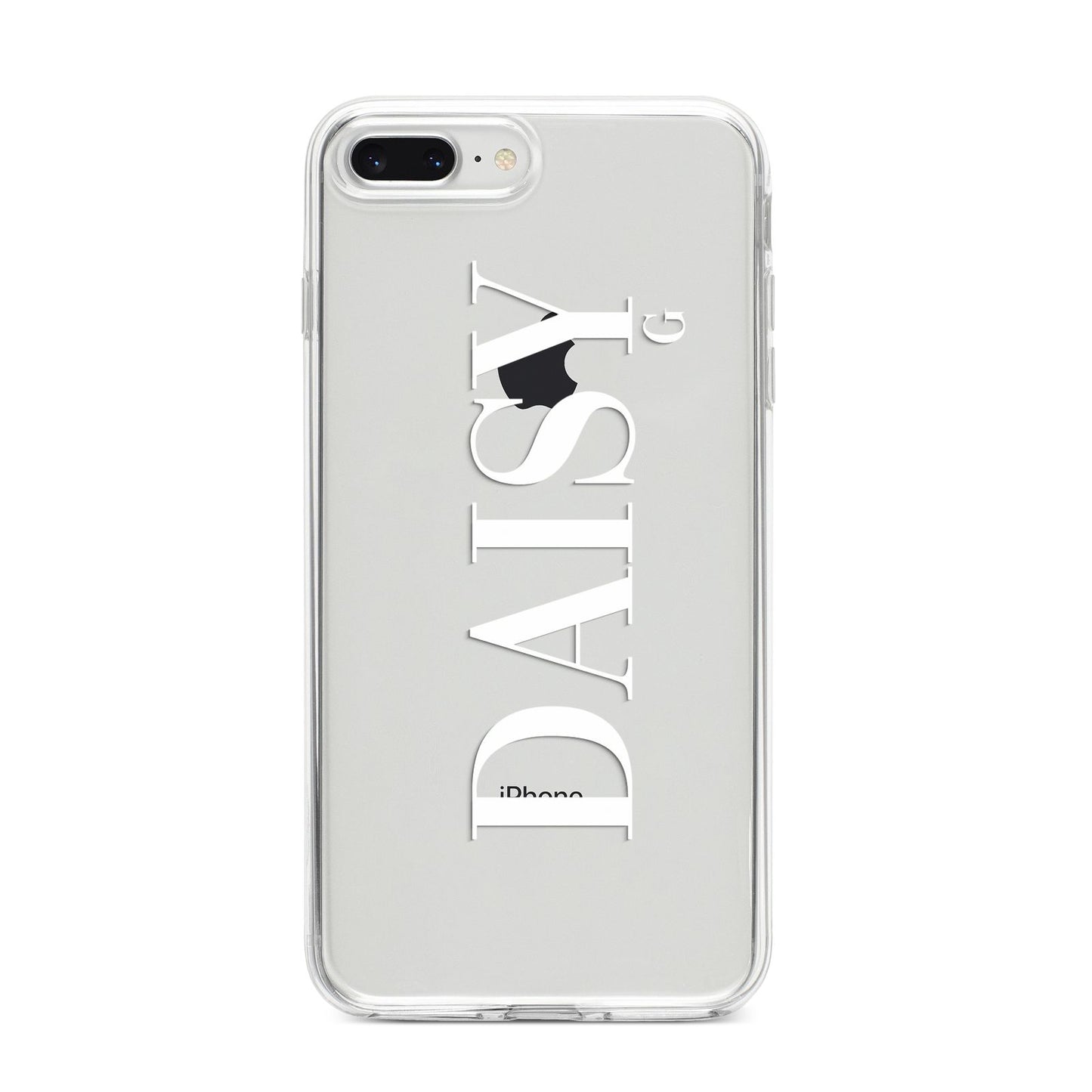 Personalised Clear Name iPhone 8 Plus Bumper Case on Silver iPhone