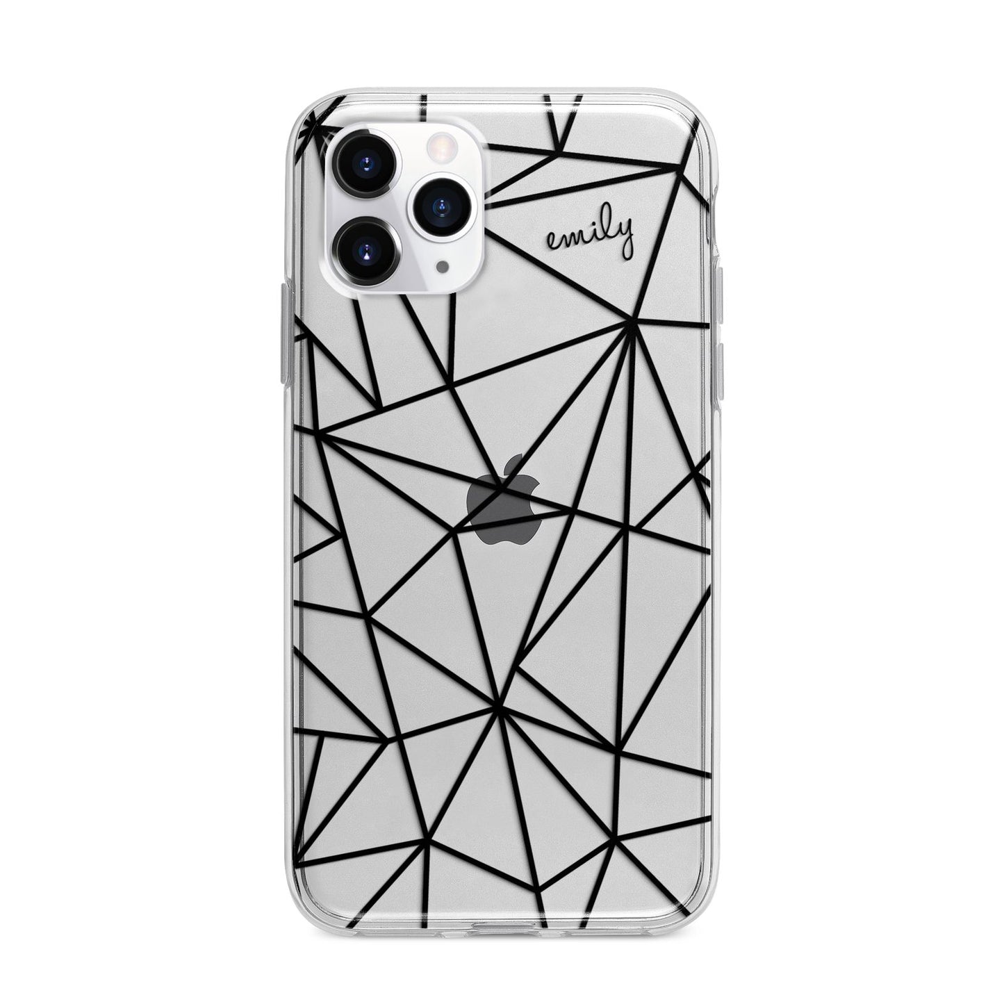 Personalised Clear Outlines Name Black Apple iPhone 11 Pro Max in Silver with Bumper Case