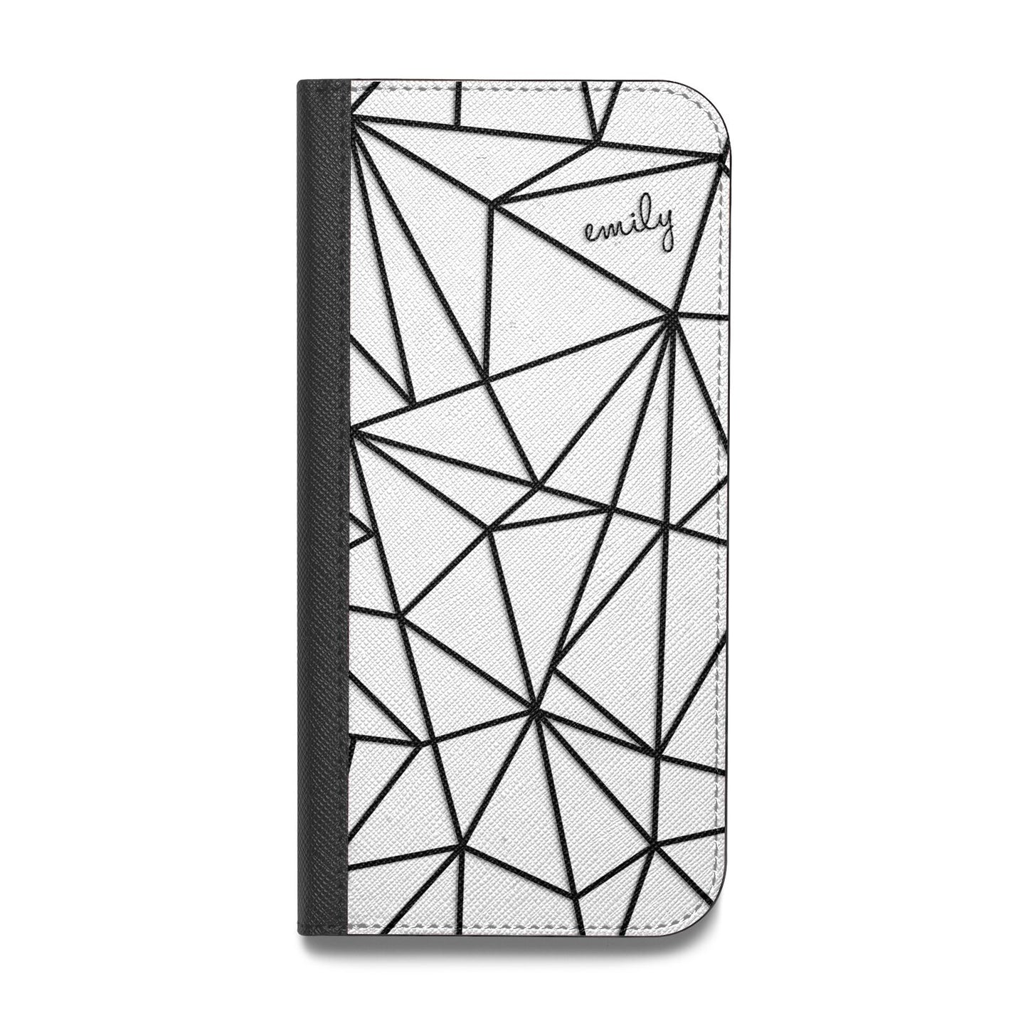 Personalised Clear Outlines Name Black Vegan Leather Flip Samsung Case