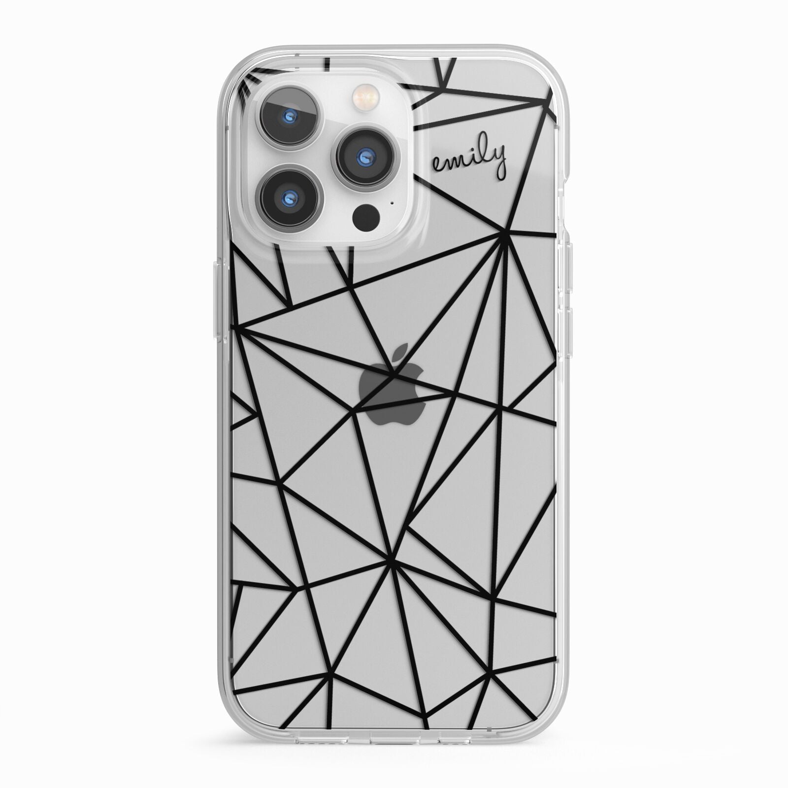 Personalised Clear Outlines Name Black iPhone 13 Pro TPU Impact Case with White Edges