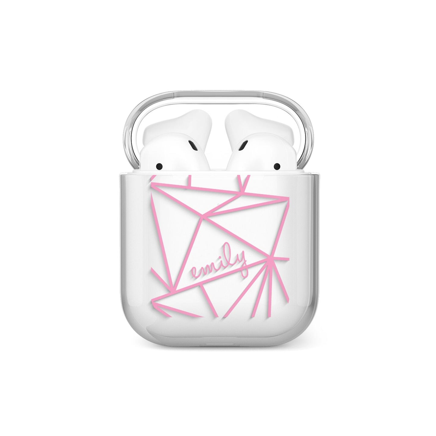 Personalised Clear Outlines Name Pink AirPods Case