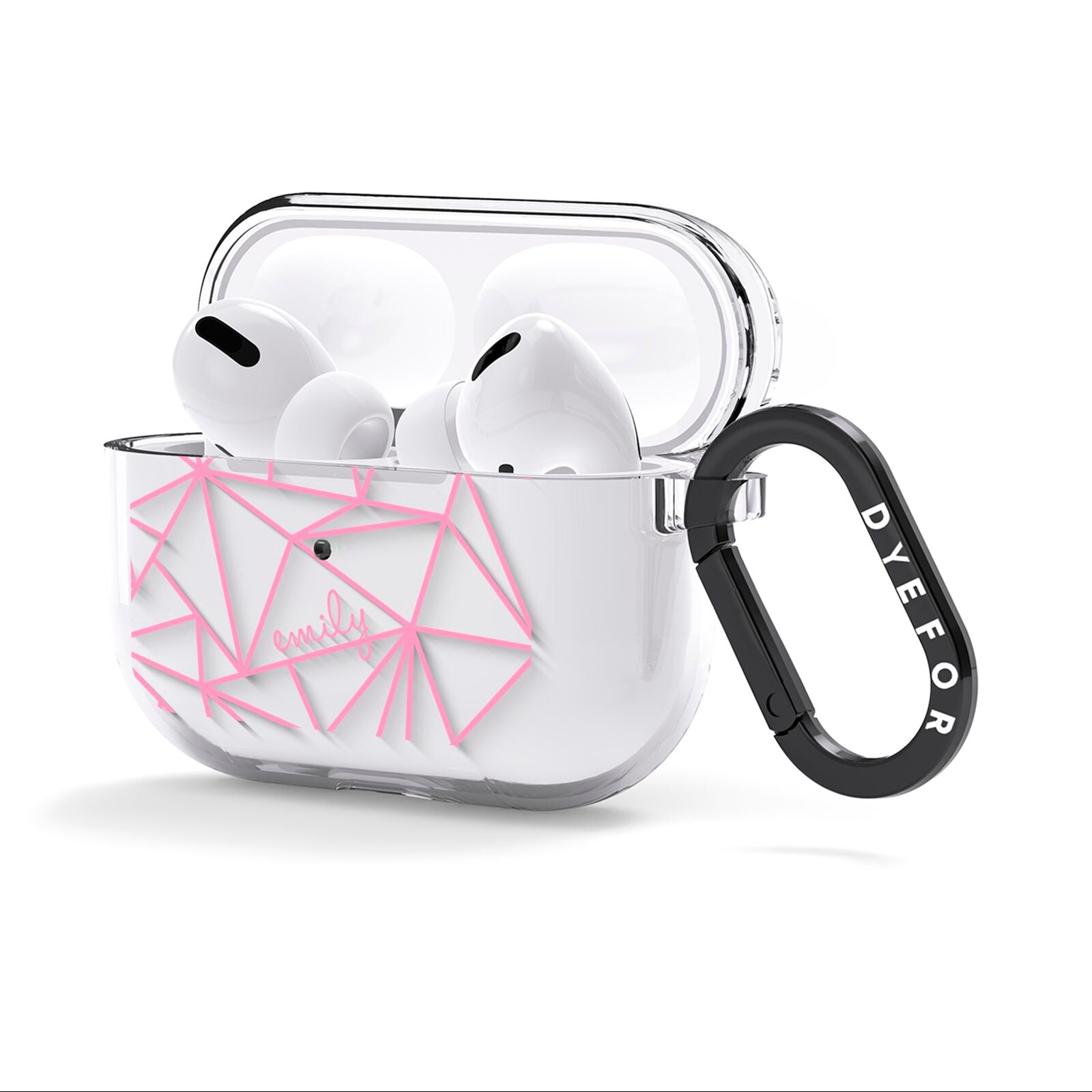 Personalised Clear Outlines Name Pink AirPods Clear Case 3rd Gen Side Image