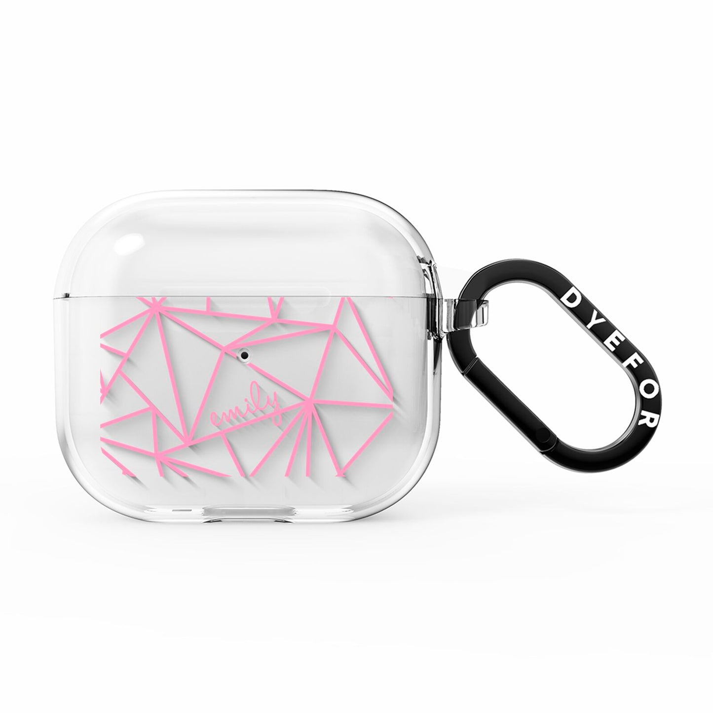 Personalised Clear Outlines Name Pink AirPods Clear Case 3rd Gen