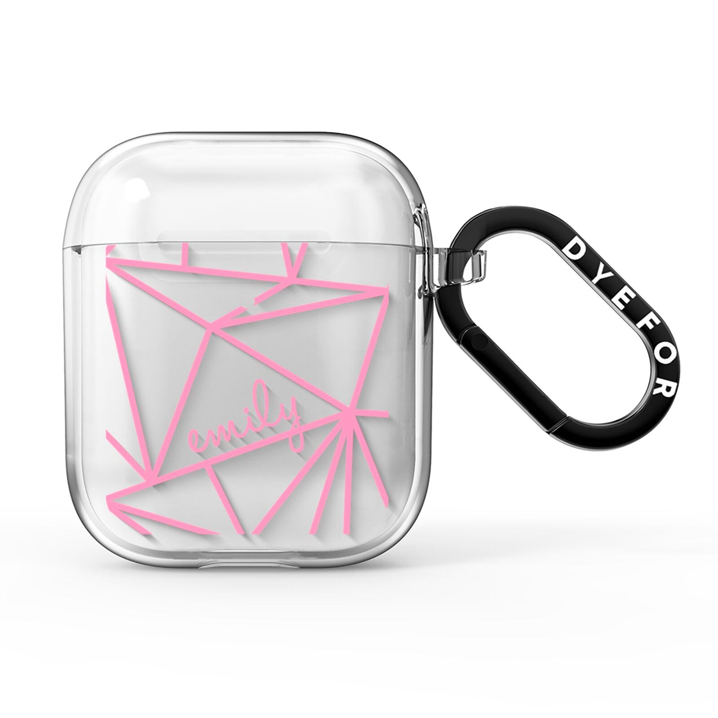 Personalised Clear Outlines Name Pink AirPods Clear Case