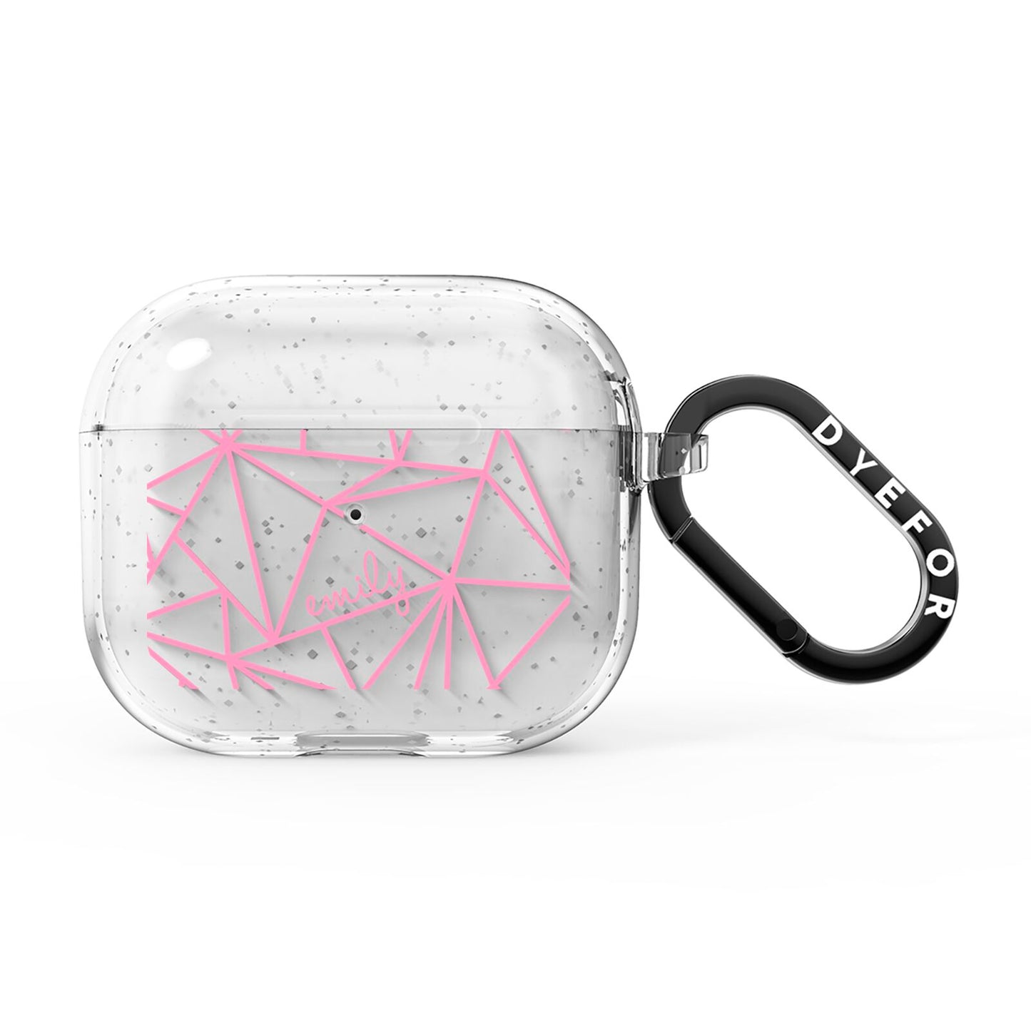 Personalised Clear Outlines Name Pink AirPods Glitter Case 3rd Gen