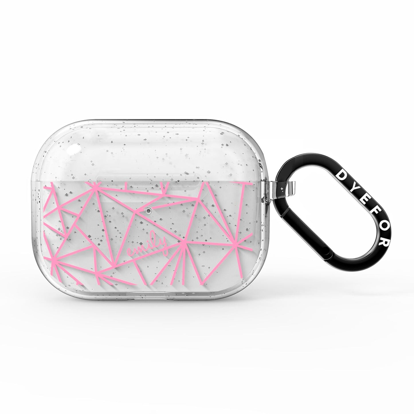 Personalised Clear Outlines Name Pink AirPods Pro Glitter Case