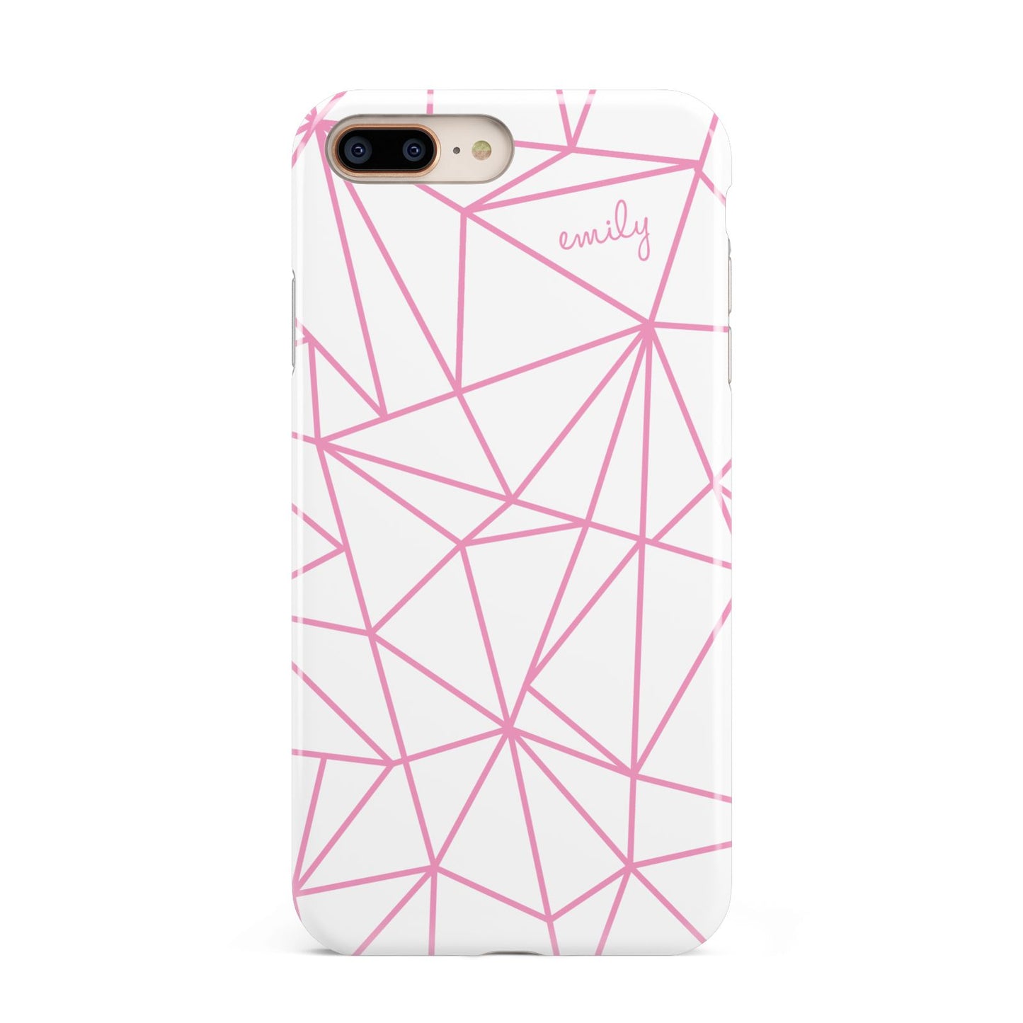 Personalised Clear Outlines Name Pink Apple iPhone 7 8 Plus 3D Tough Case