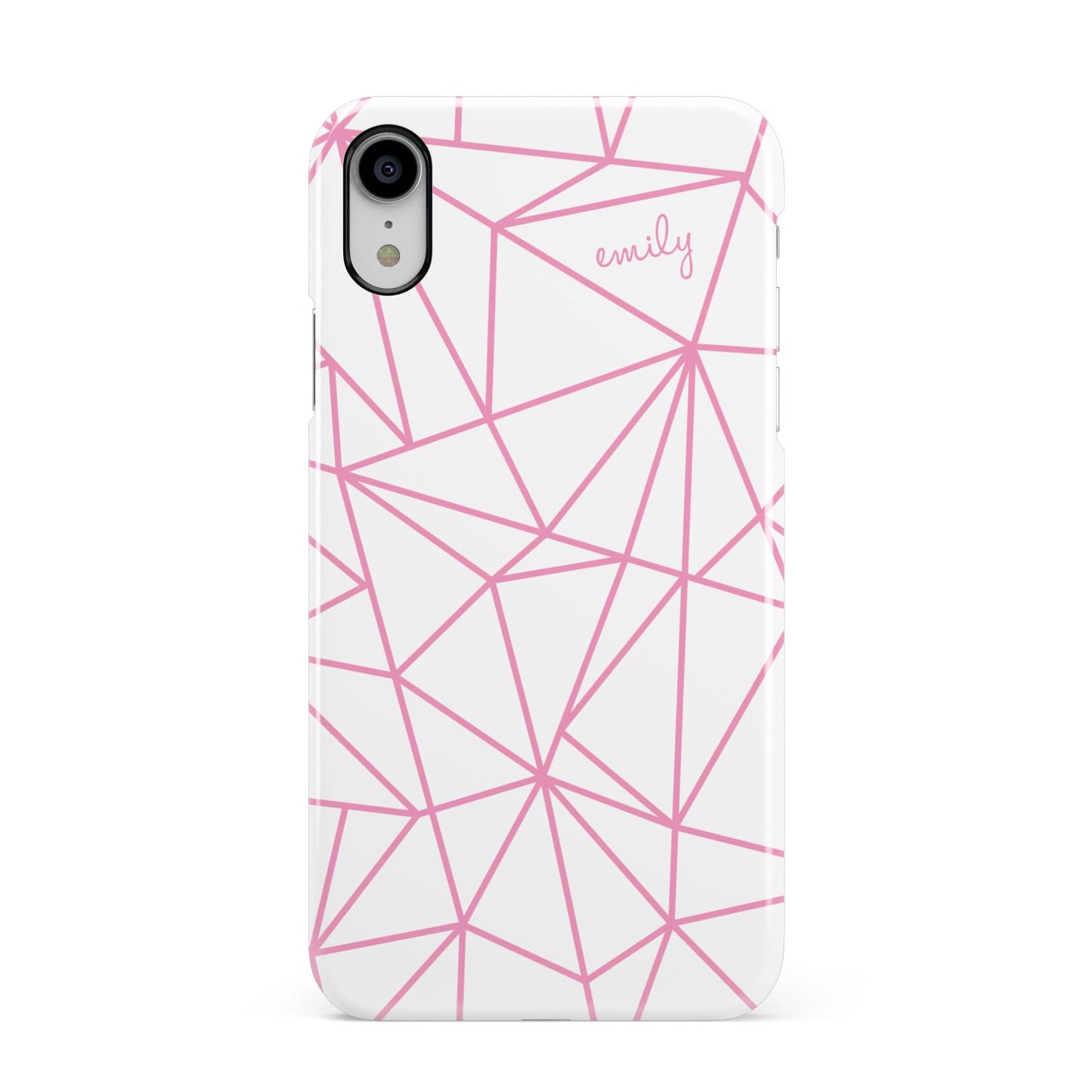 Personalised Clear Outlines Name Pink Apple iPhone XR White 3D Snap Case