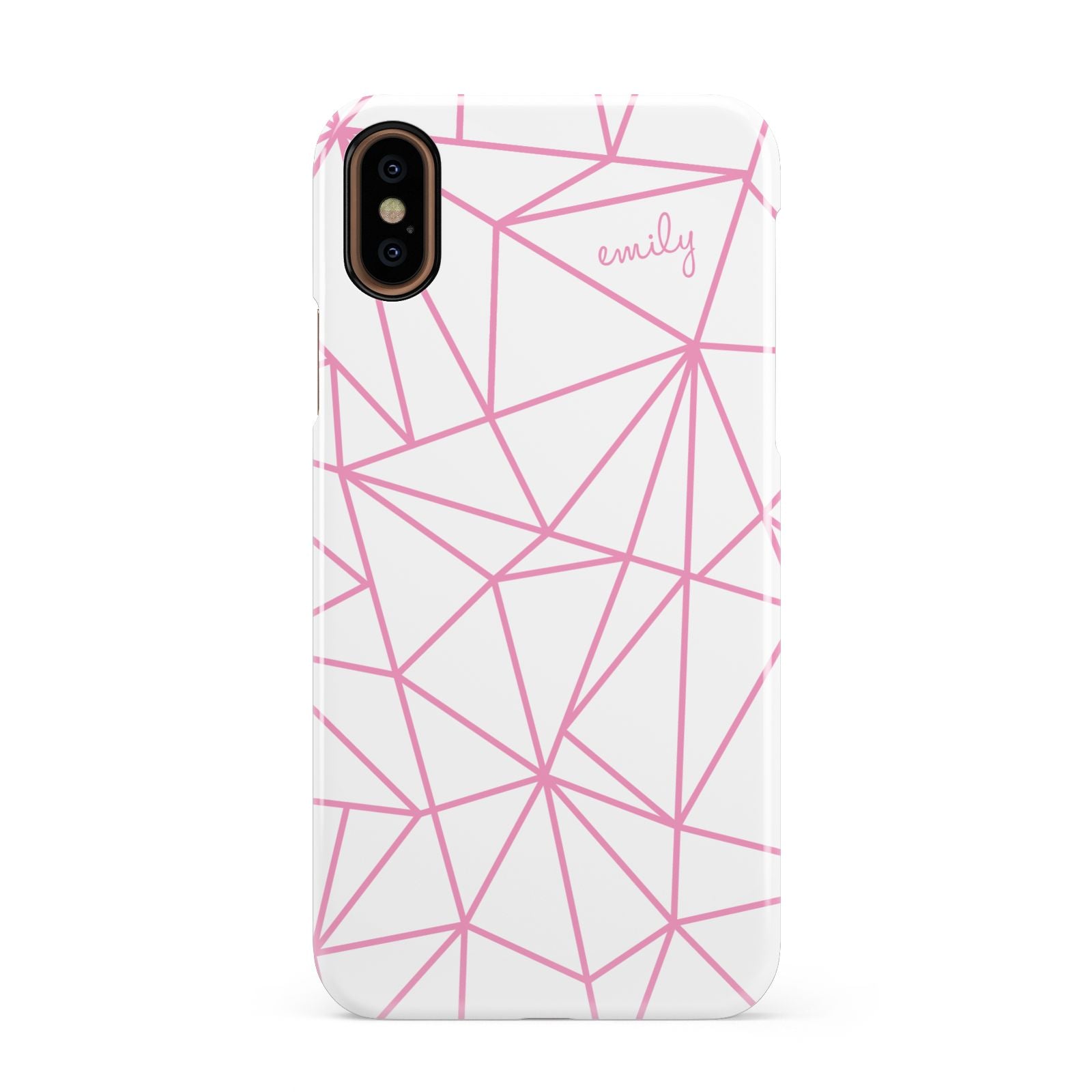 Personalised Clear Outlines Name Pink Apple iPhone XS 3D Snap Case