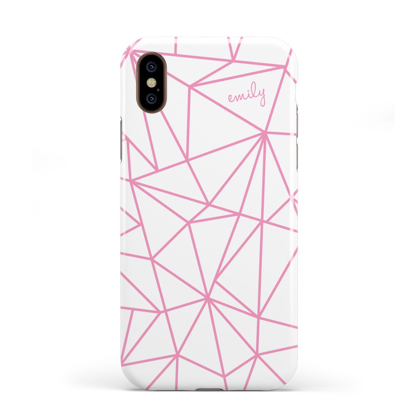 Personalised Clear Outlines Name Pink Apple iPhone XS 3D Tough