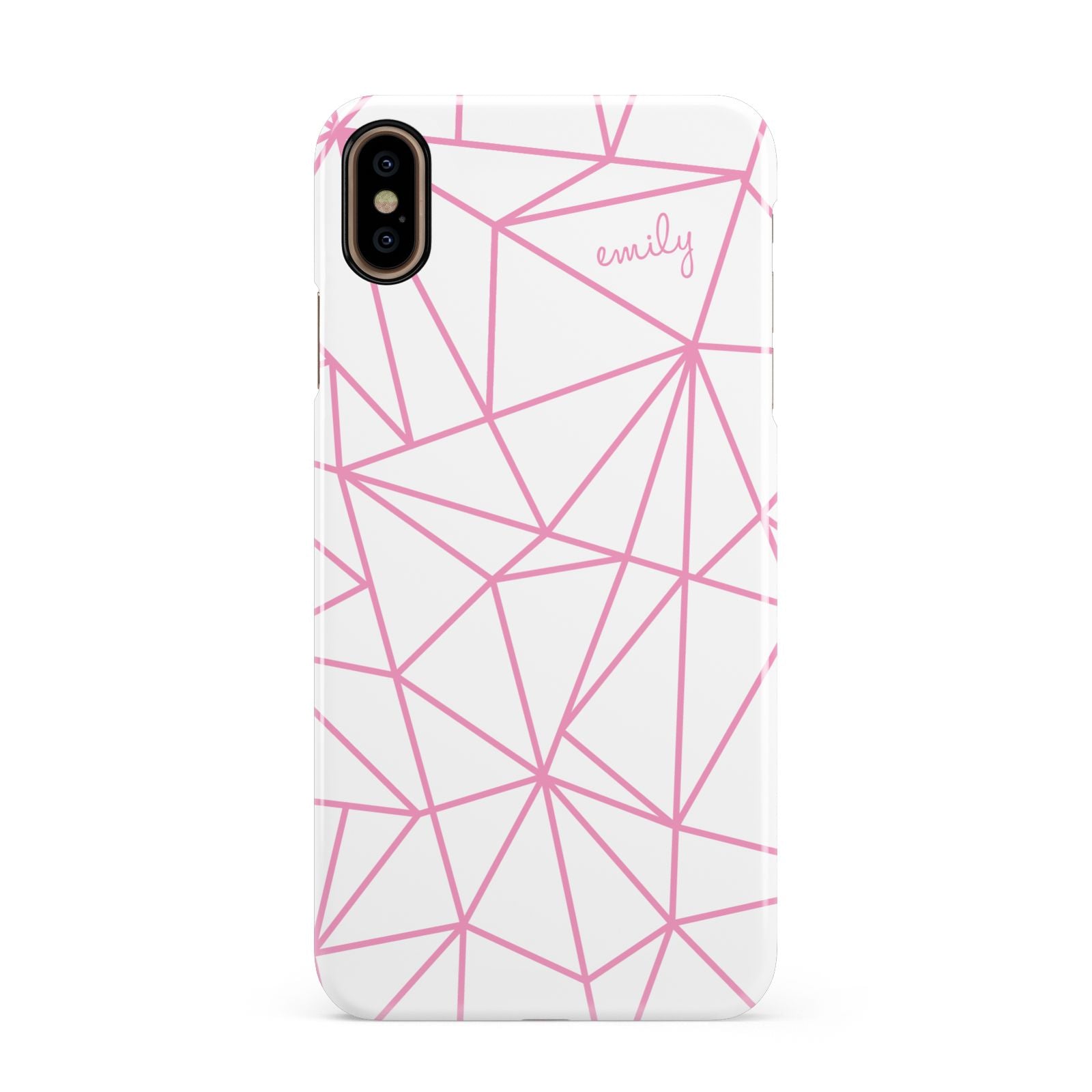 Personalised Clear Outlines Name Pink Apple iPhone Xs Max 3D Snap Case