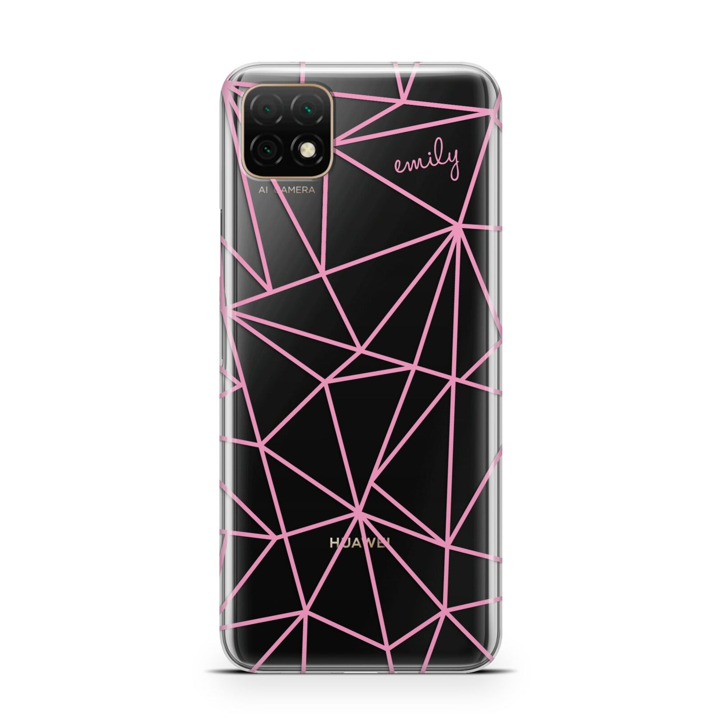 Personalised Clear Outlines Name Pink Huawei Enjoy 20 Phone Case