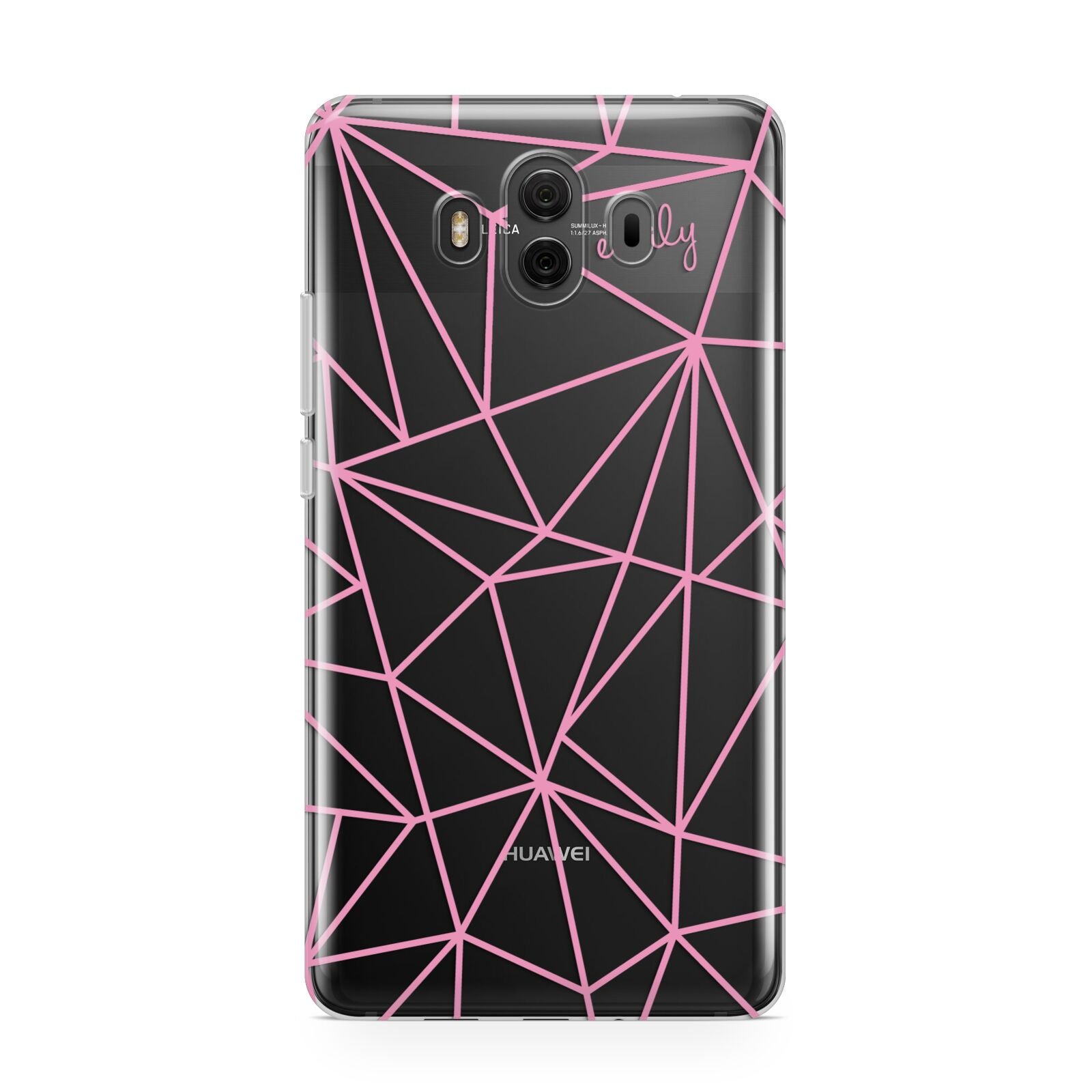 Personalised Clear Outlines Name Pink Huawei Mate 10 Protective Phone Case