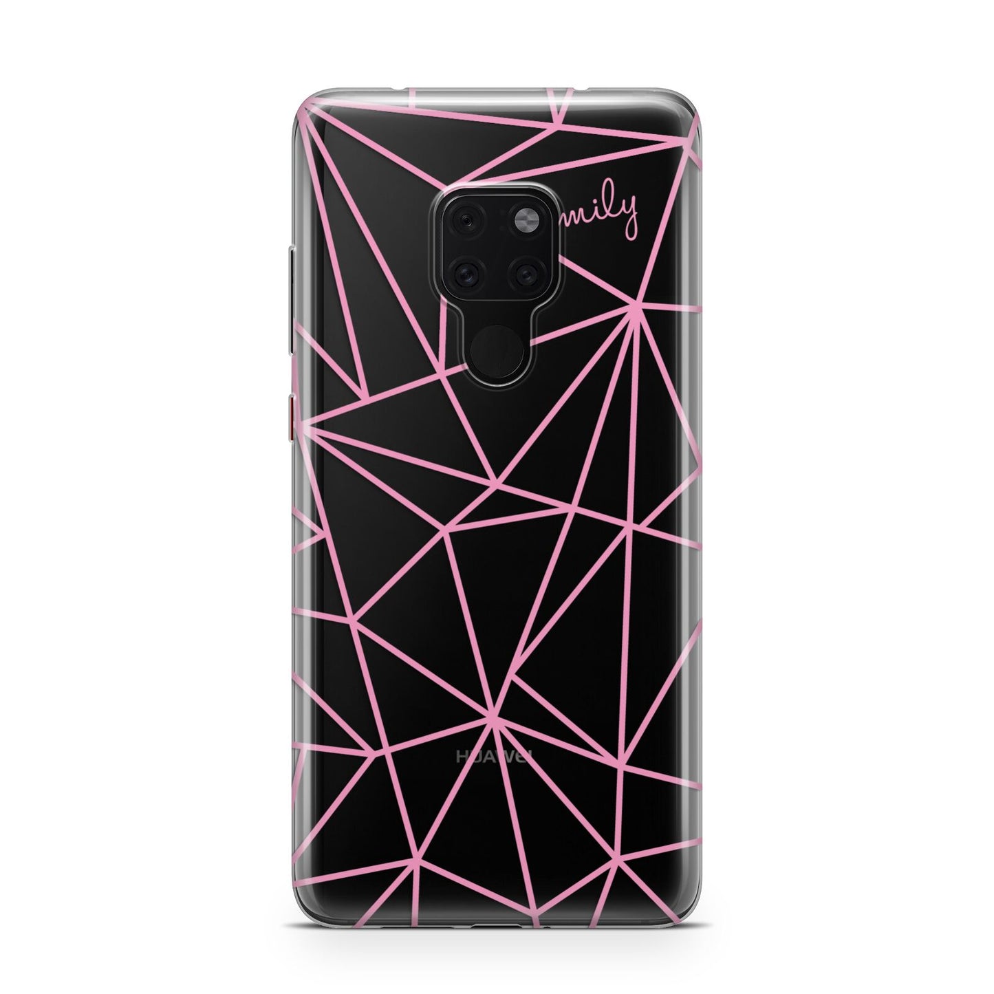 Personalised Clear Outlines Name Pink Huawei Mate 20 Phone Case