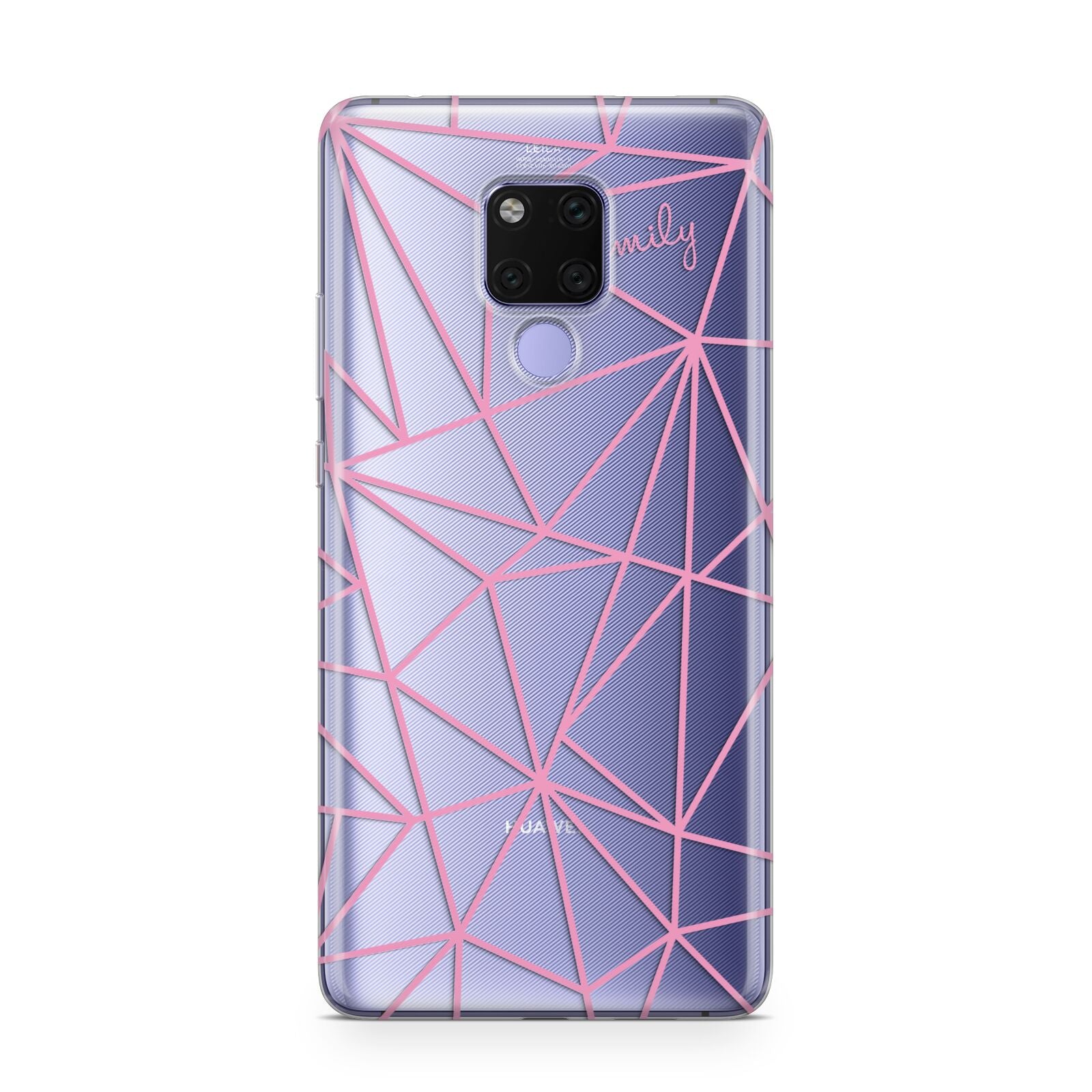 Personalised Clear Outlines Name Pink Huawei Mate 20X Phone Case