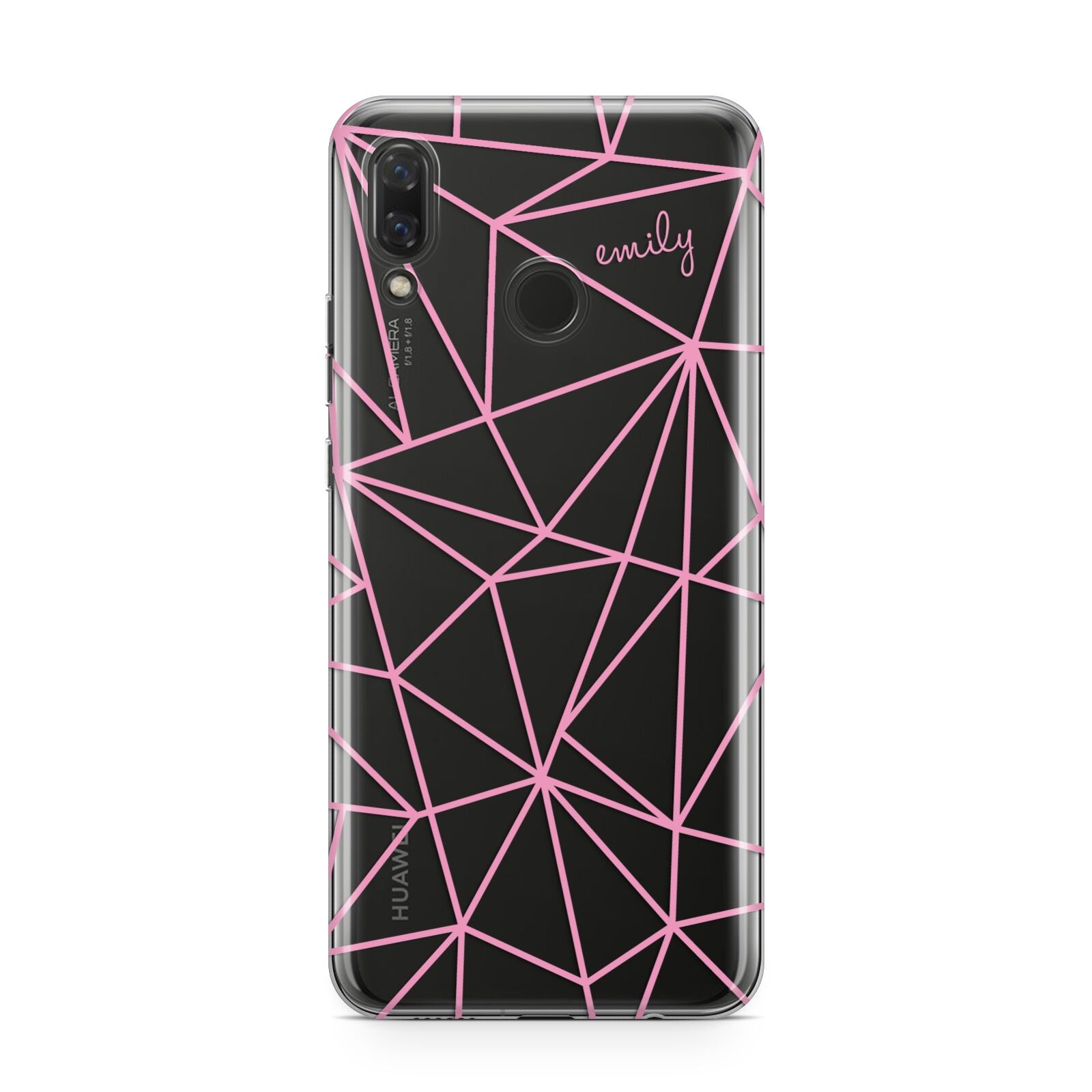 Personalised Clear Outlines Name Pink Huawei Nova 3 Phone Case