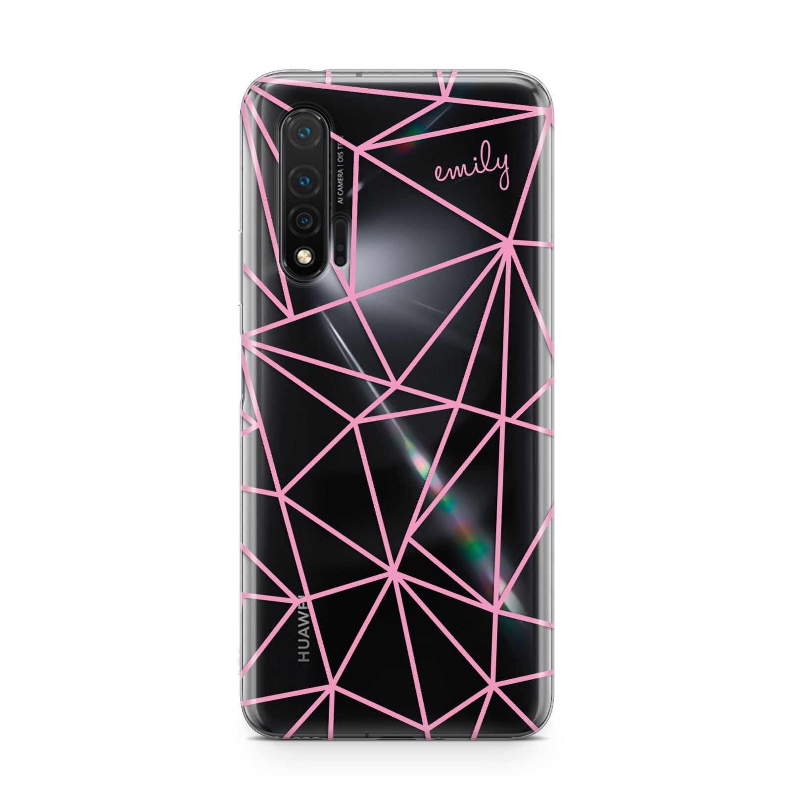 Personalised Clear Outlines Name Pink Huawei Nova 6 Phone Case
