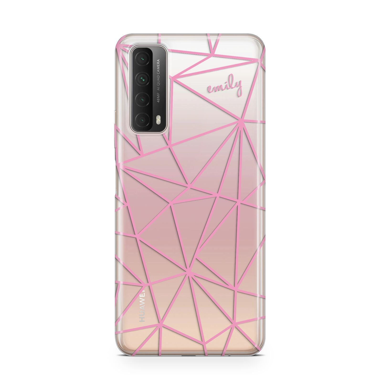 Personalised Clear Outlines Name Pink Huawei P Smart 2021