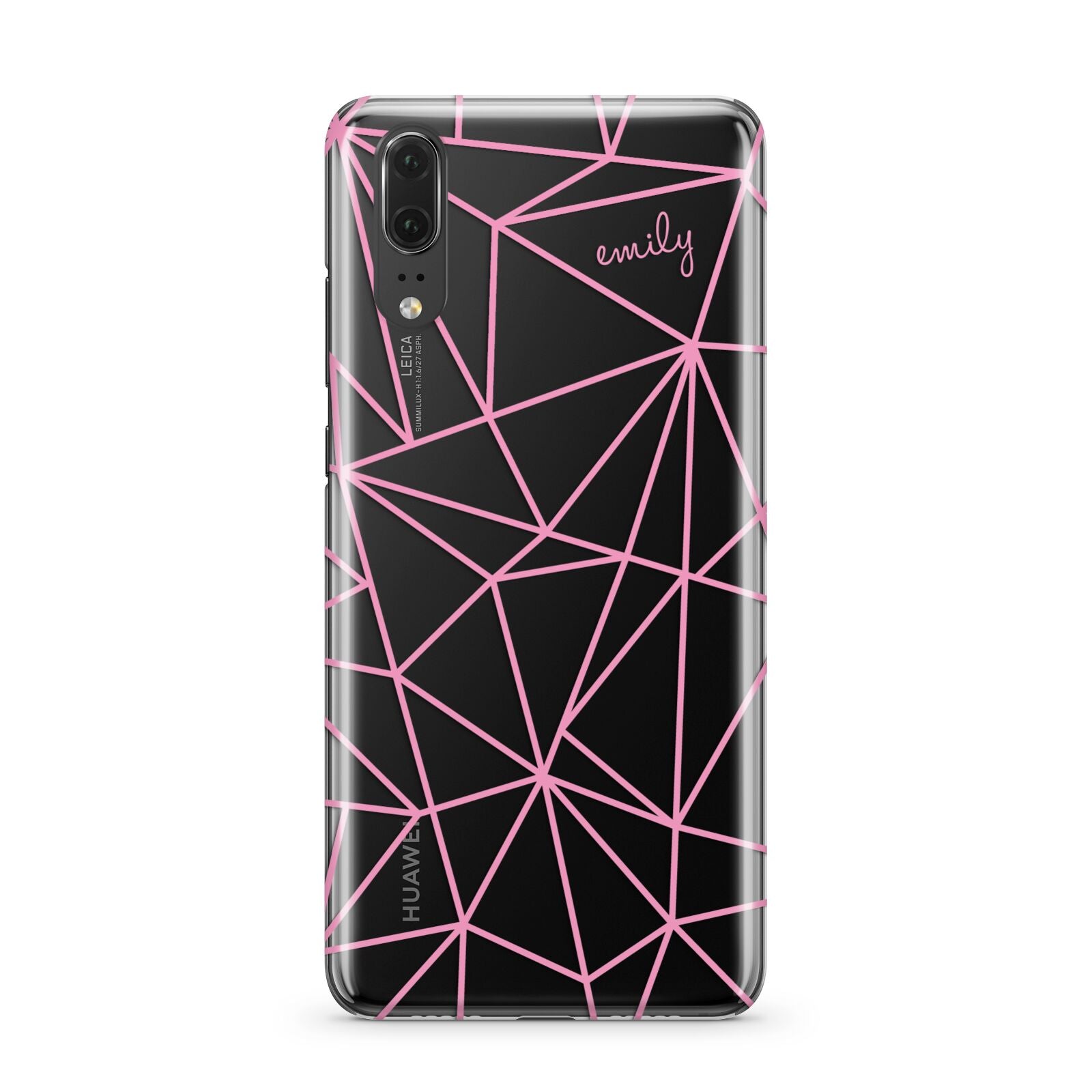 Personalised Clear Outlines Name Pink Huawei P20 Phone Case