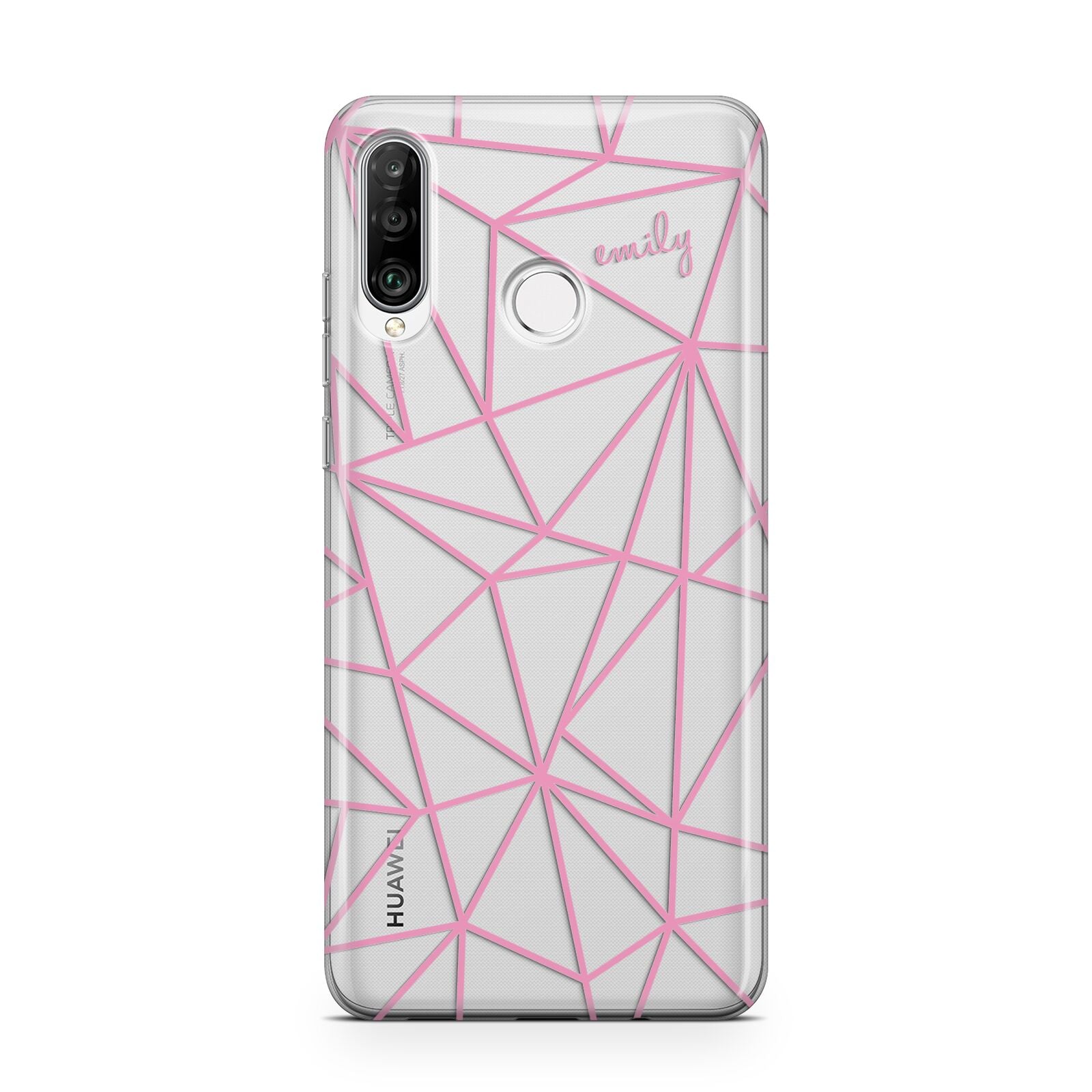 Personalised Clear Outlines Name Pink Huawei P30 Lite Phone Case