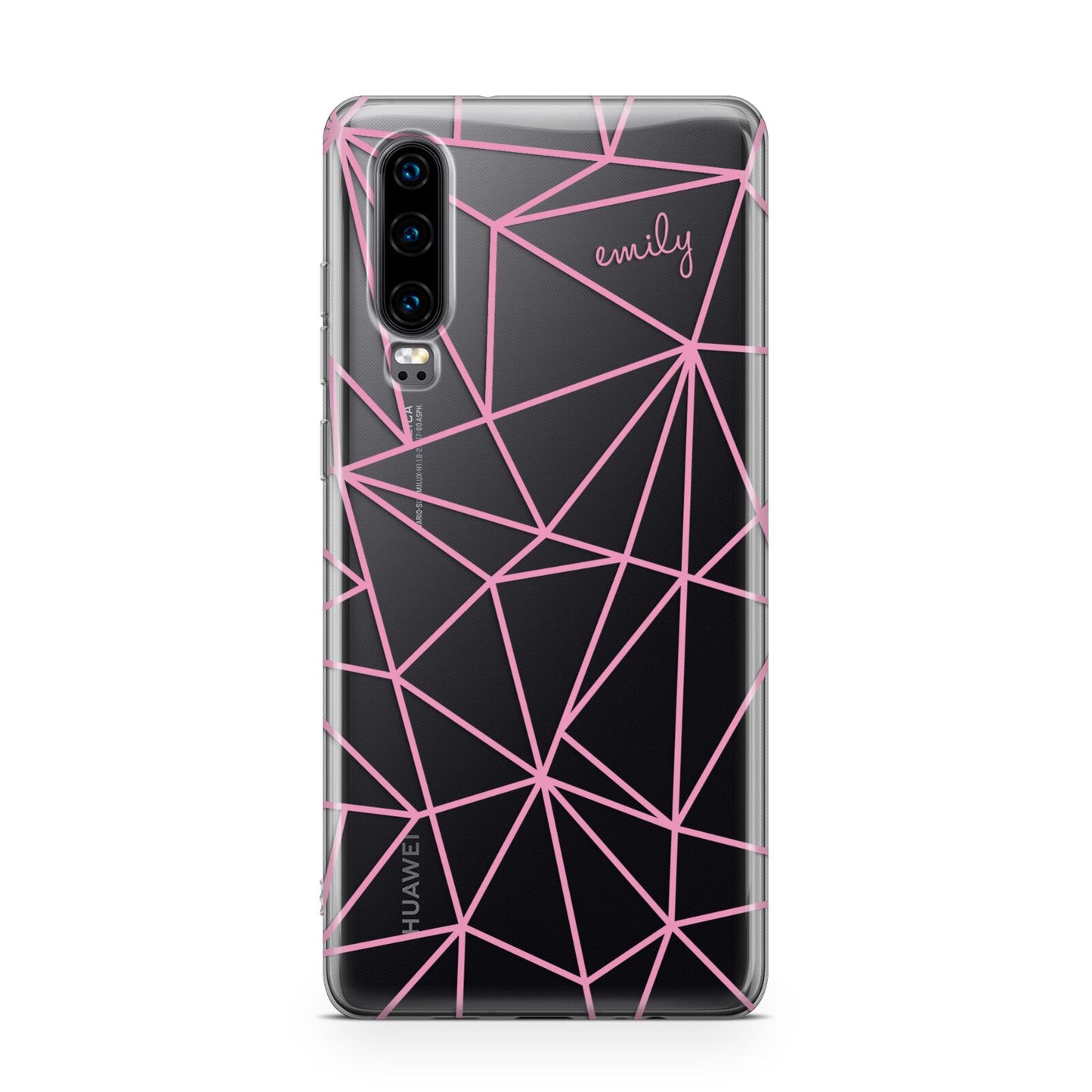 Personalised Clear Outlines Name Pink Huawei P30 Phone Case
