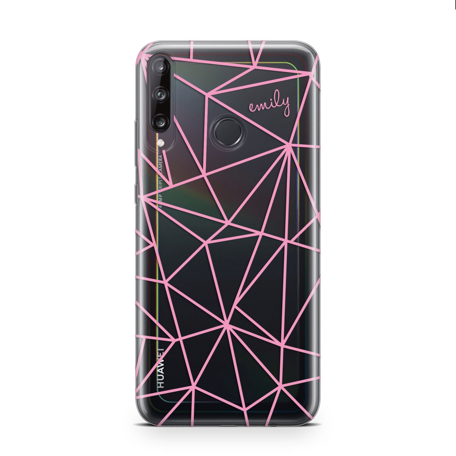 Personalised Clear Outlines Name Pink Huawei P40 Lite E Phone Case