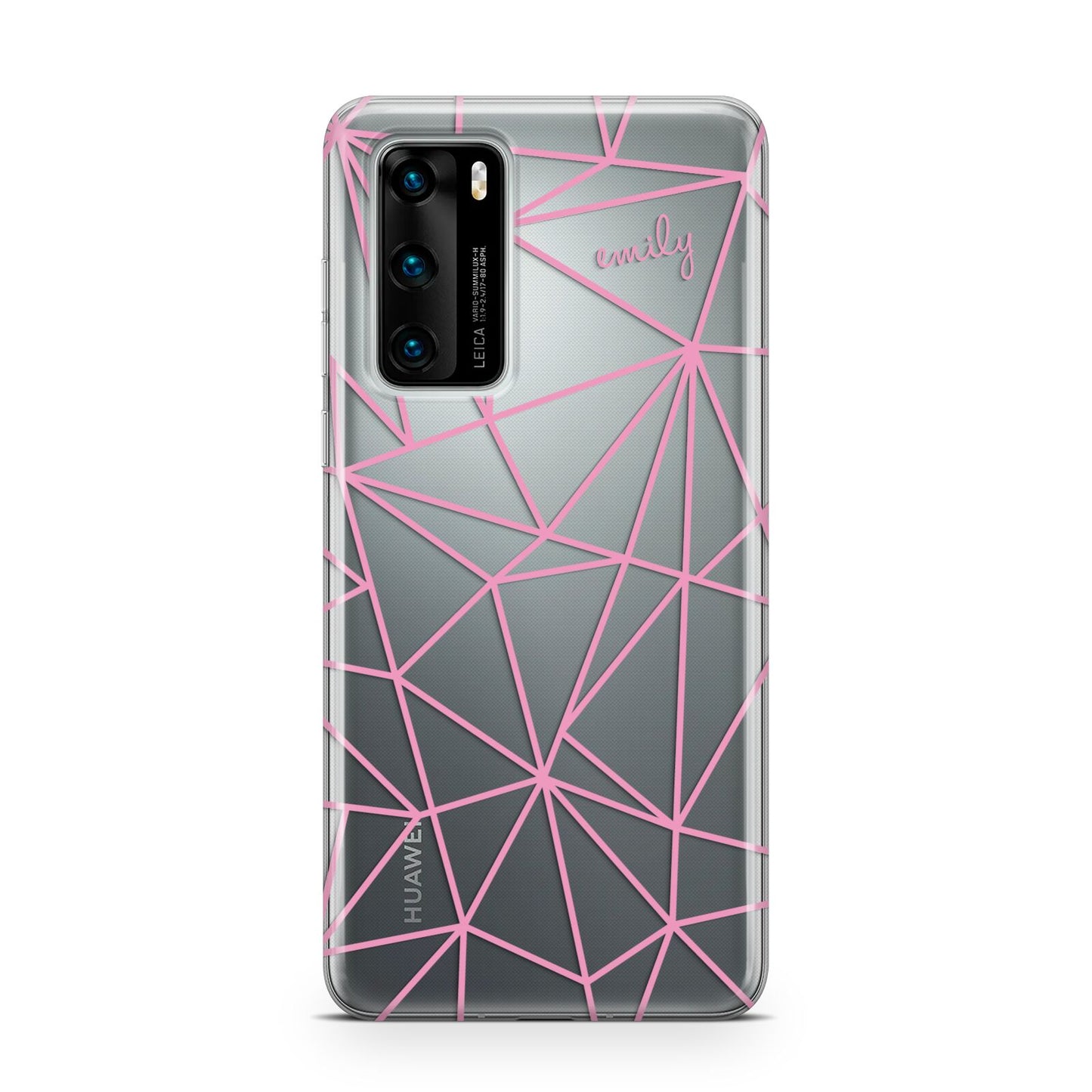 Personalised Clear Outlines Name Pink Huawei P40 Phone Case