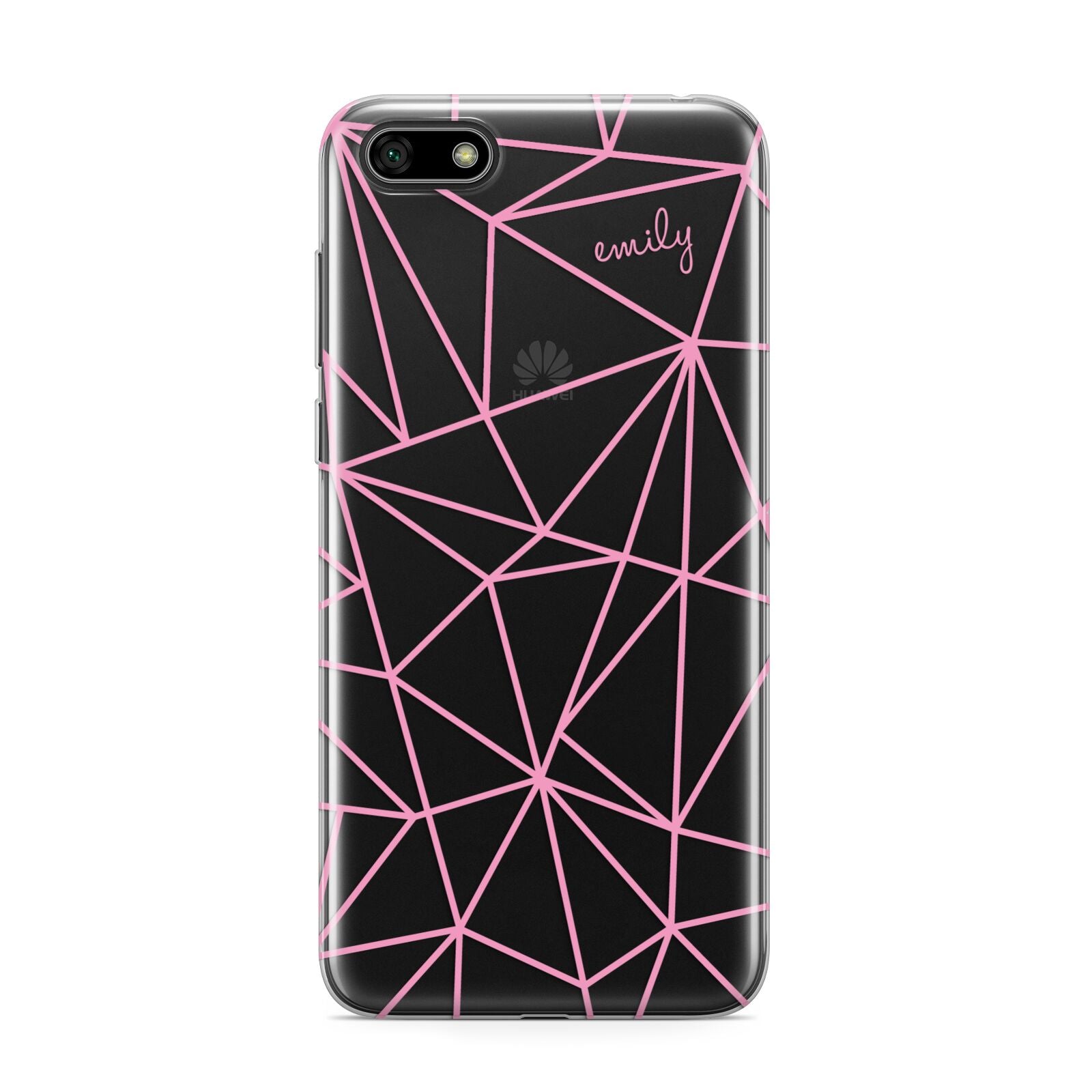Personalised Clear Outlines Name Pink Huawei Y5 Prime 2018 Phone Case