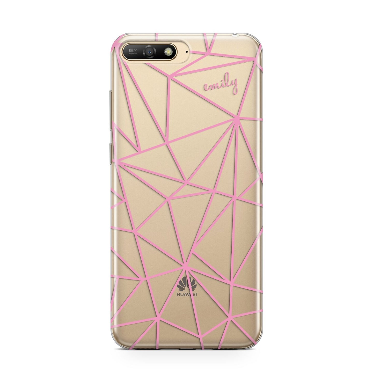 Personalised Clear Outlines Name Pink Huawei Y6 2018