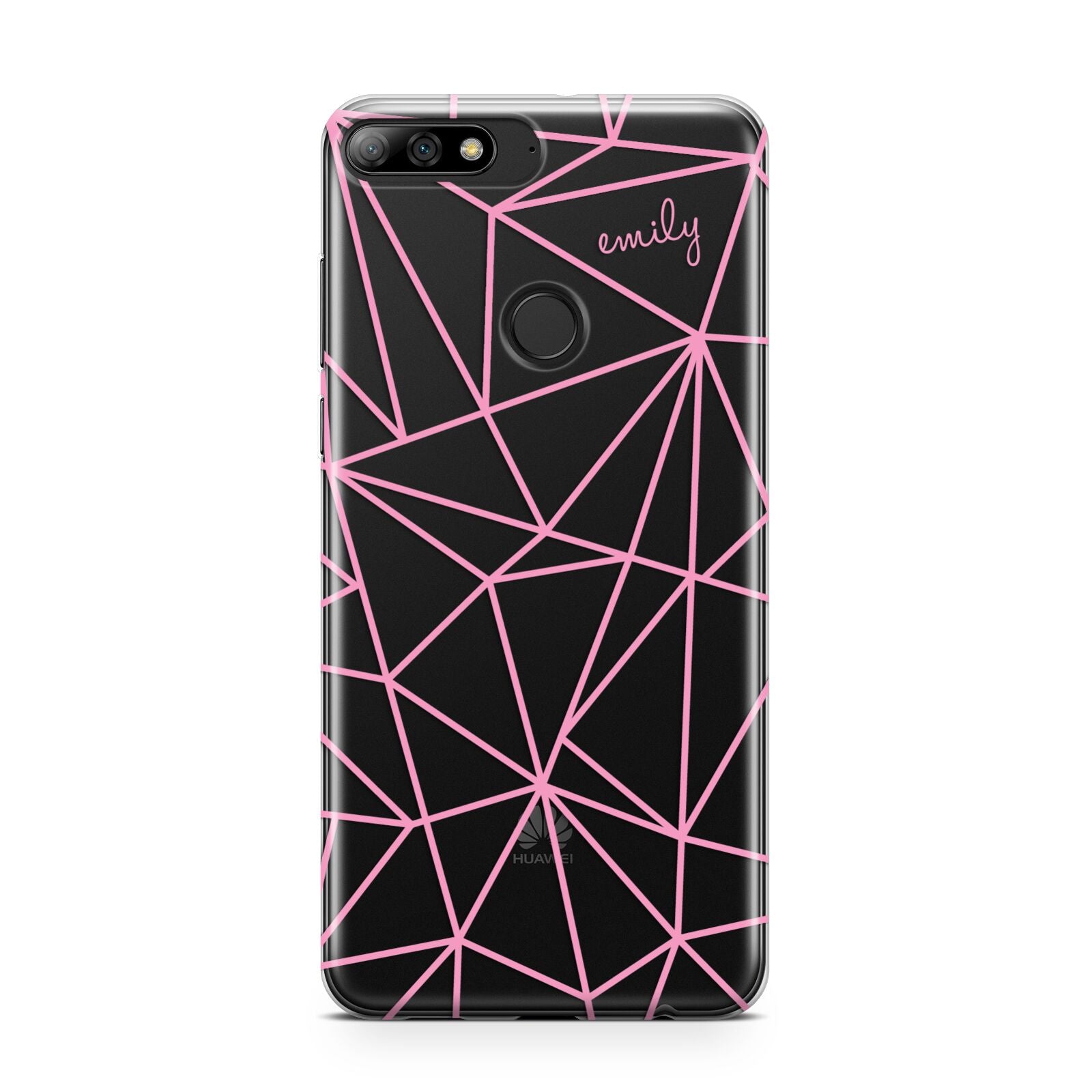 Personalised Clear Outlines Name Pink Huawei Y7 2018